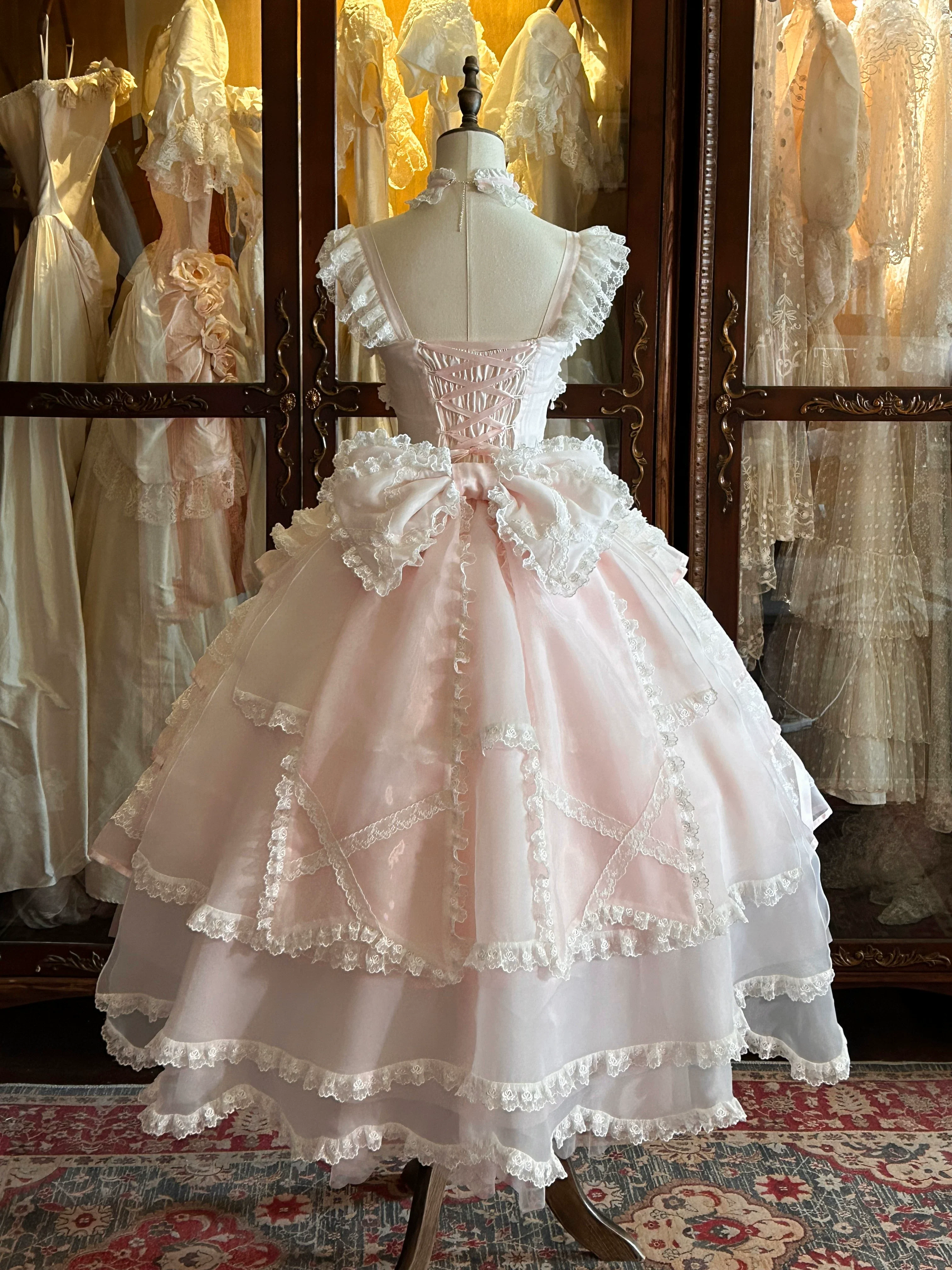 Sakura Snow Love Song - Wedding Sweet Lolita JSK Dress, Lace & Bows Details - Image 4