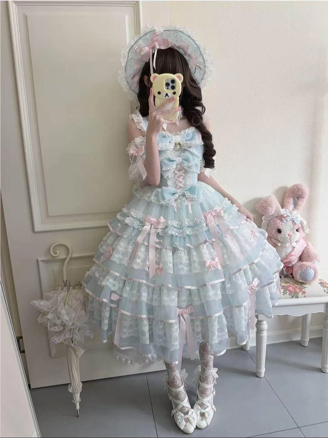 Sakura Snow Love Song - Wedding Sweet Lolita JSK Dress, Lace & Bows Details - Image 7