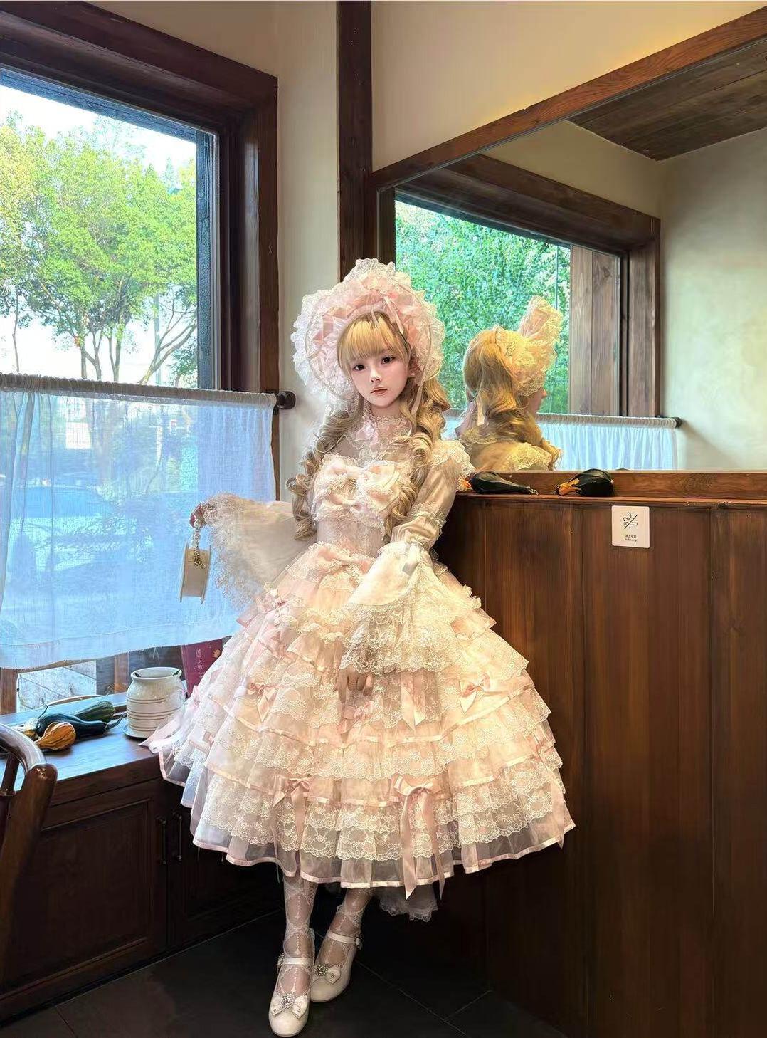 Sakura Snow Love Song - Wedding Sweet Lolita JSK Dress, Lace & Bows Details - Image 9
