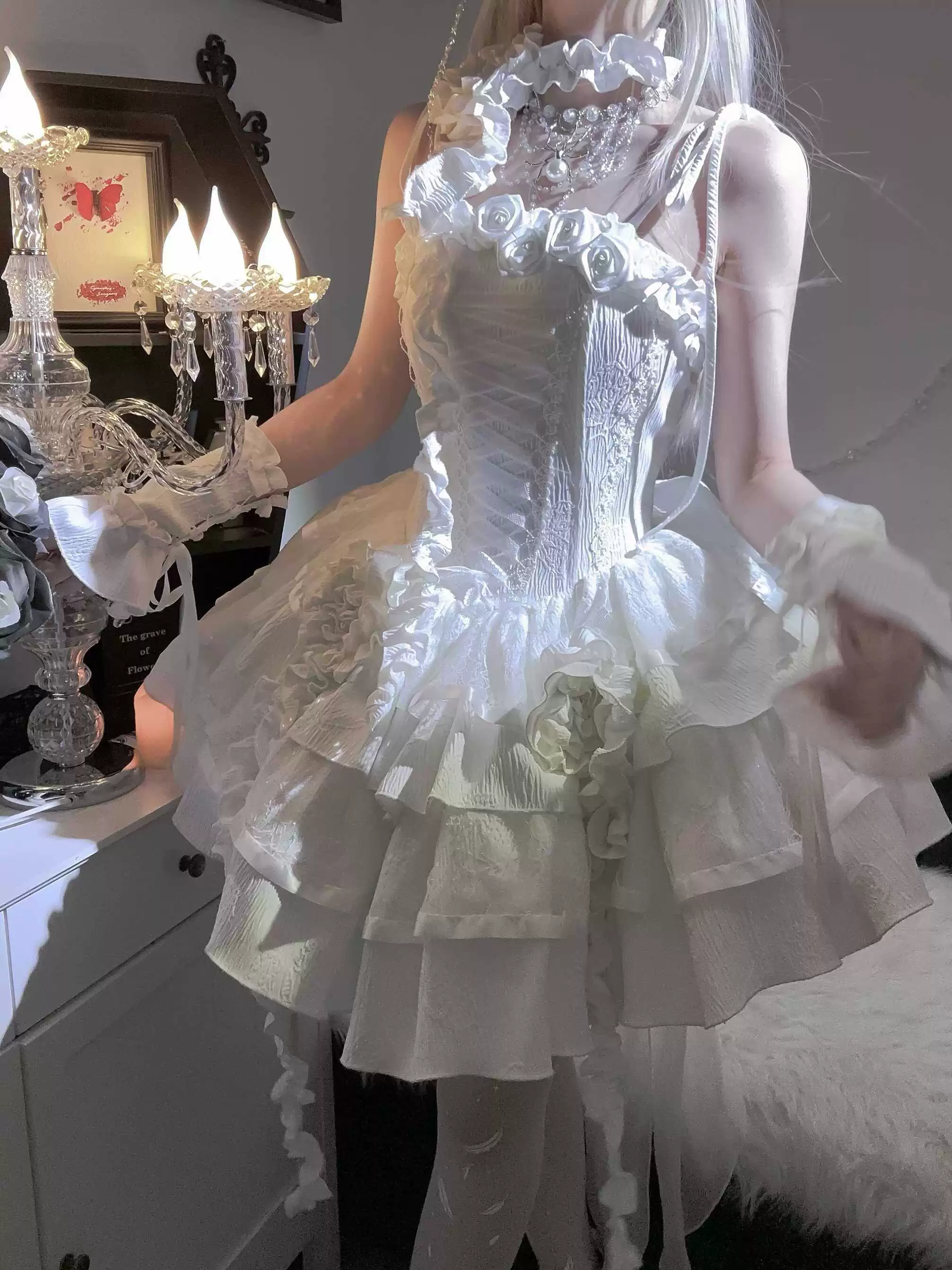 White Gothic Lolita Fishbone JSK Dress - Image 10