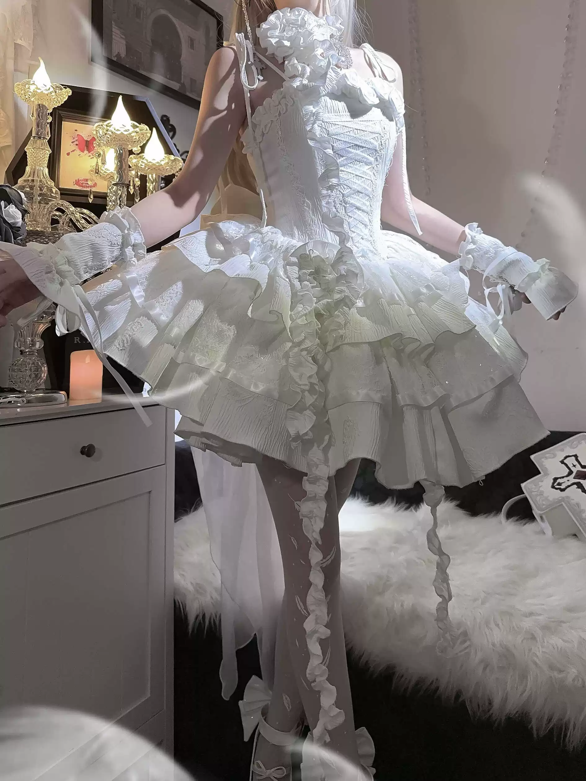 White Gothic Lolita Fishbone JSK Dress - Image 11