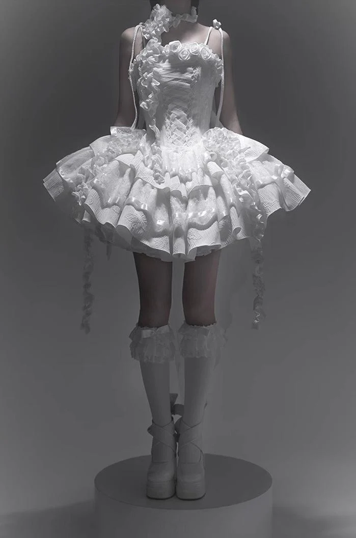 White Gothic Lolita Fishbone JSK Dress - Image 12