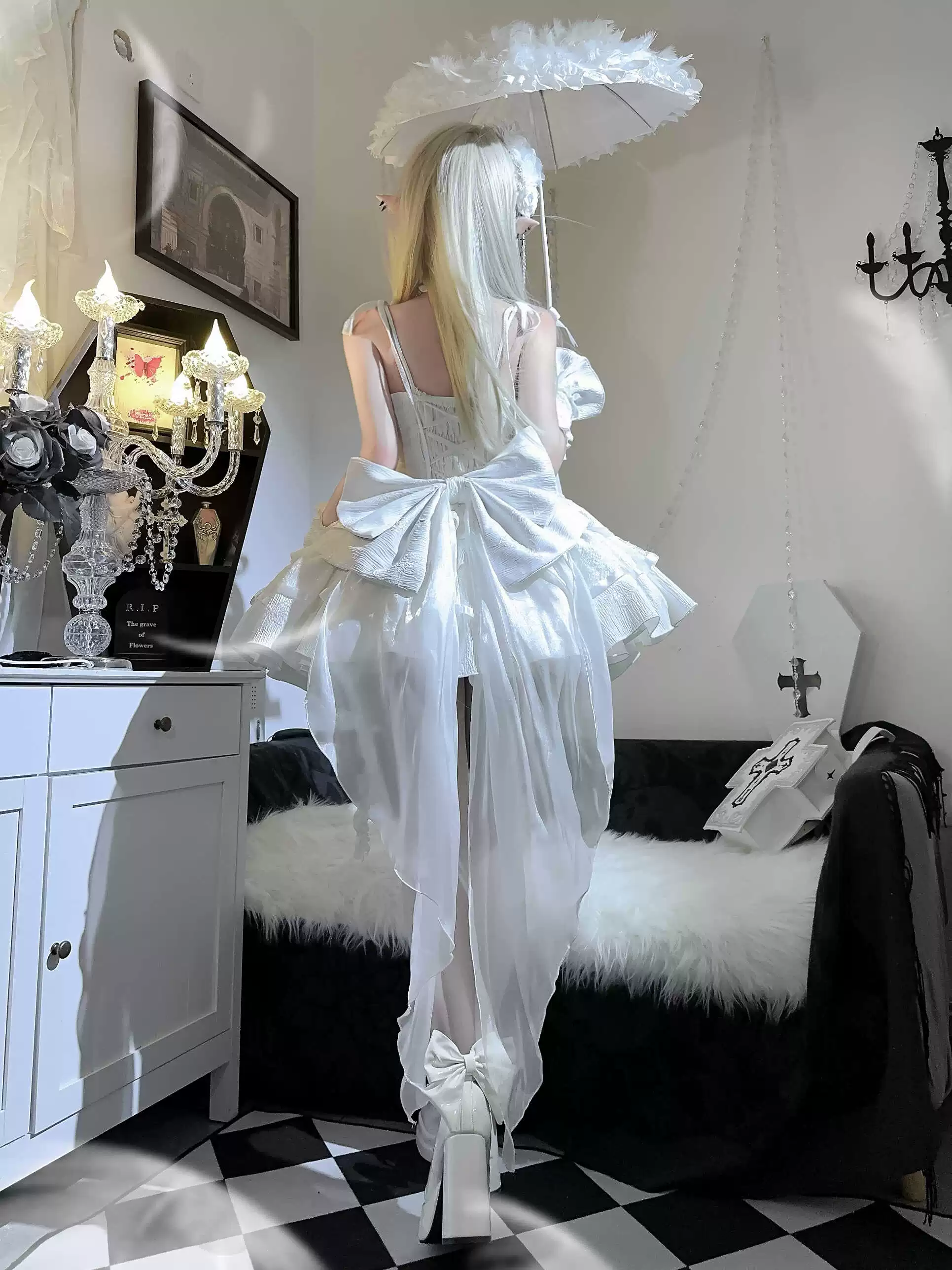 White Gothic Lolita Fishbone JSK Dress - Image 3