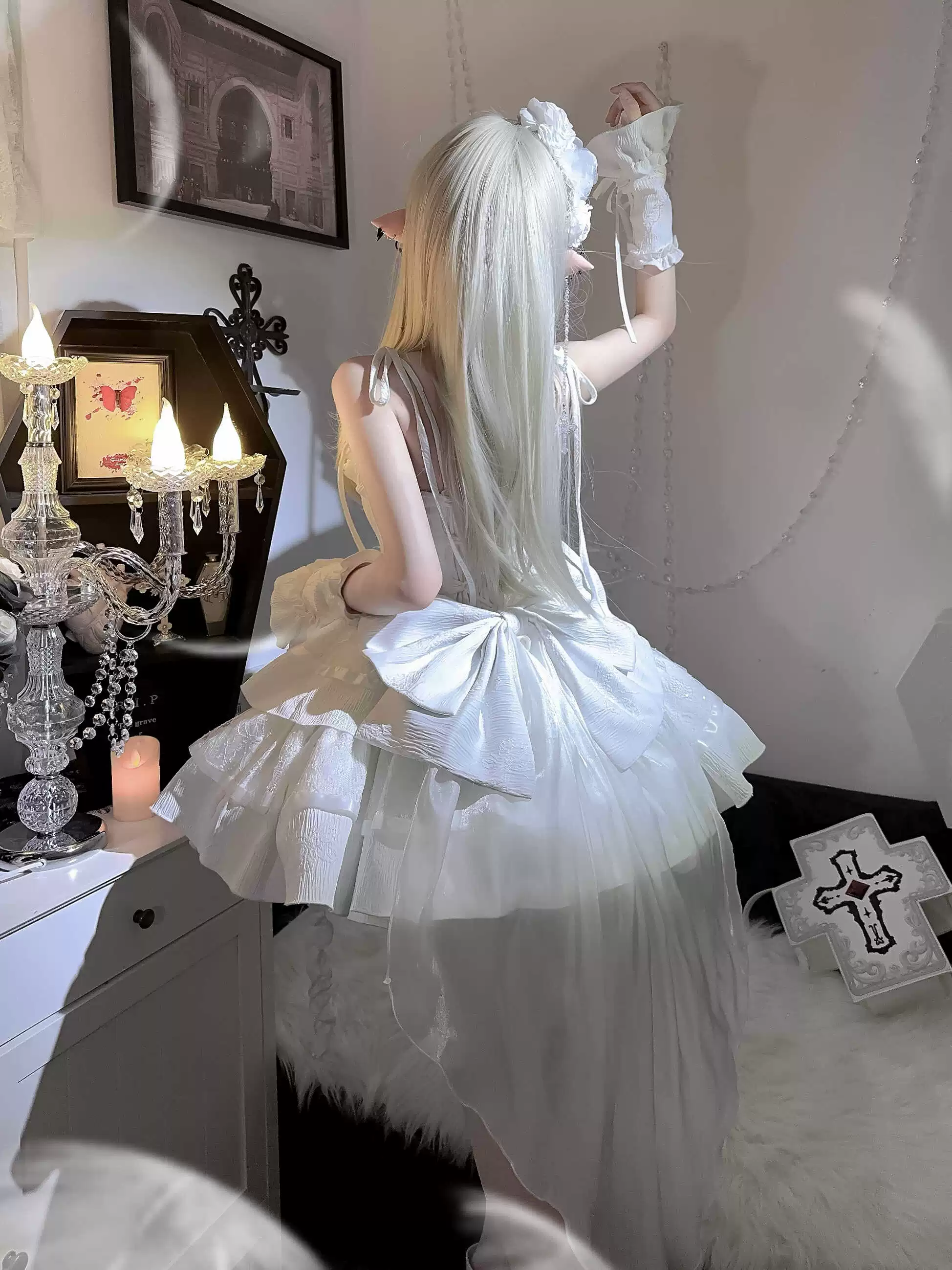 White Gothic Lolita Fishbone JSK Dress - Image 4