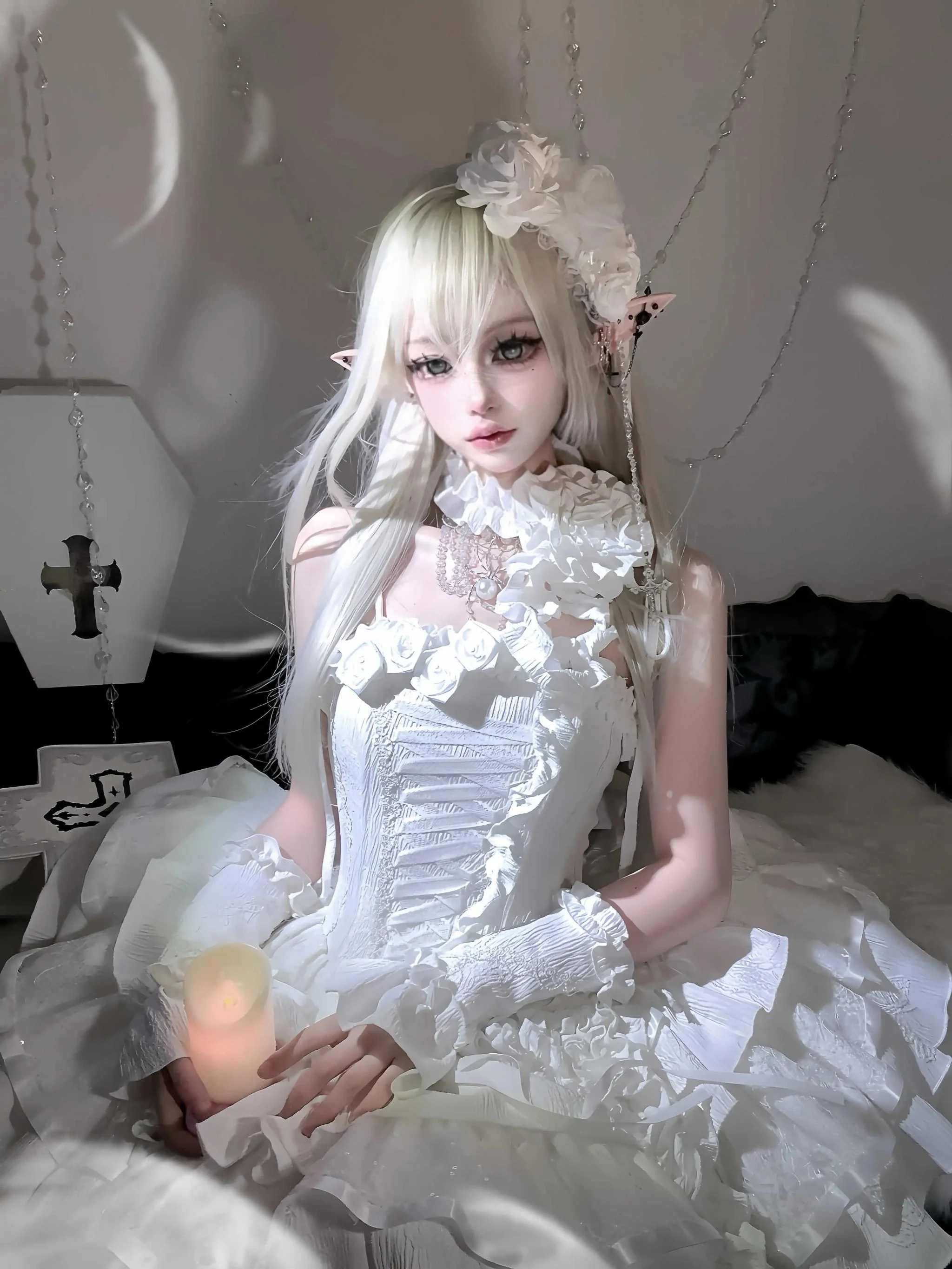 White Gothic Lolita Fishbone JSK Dress - Image 5