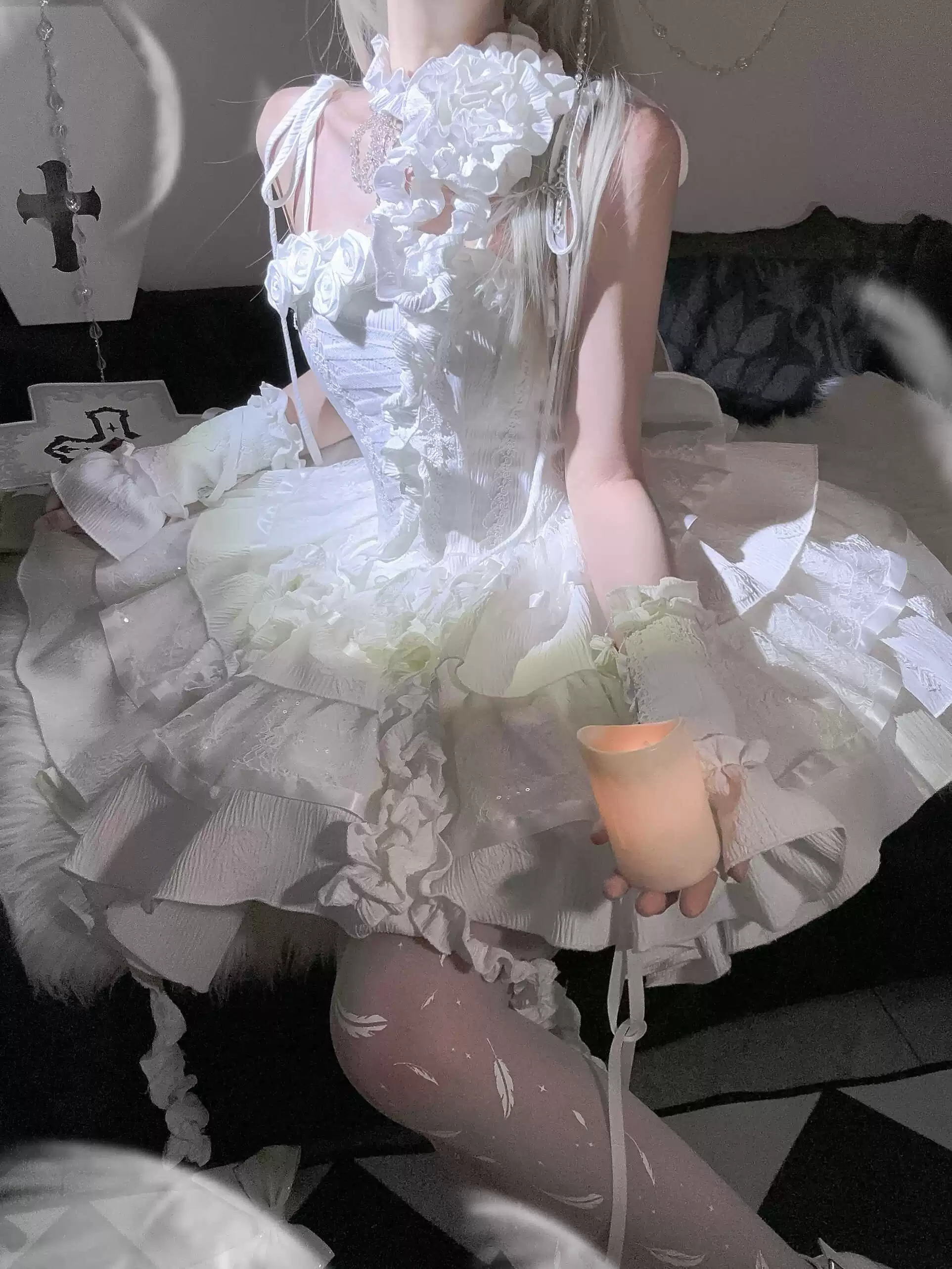 White Gothic Lolita Fishbone JSK Dress - Image 8