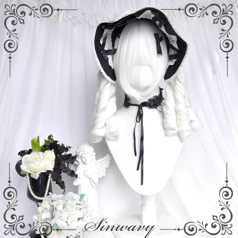 Sinwavy - White Gothic Lolita Wig, Roman Curls & Long Wavy - Image 3