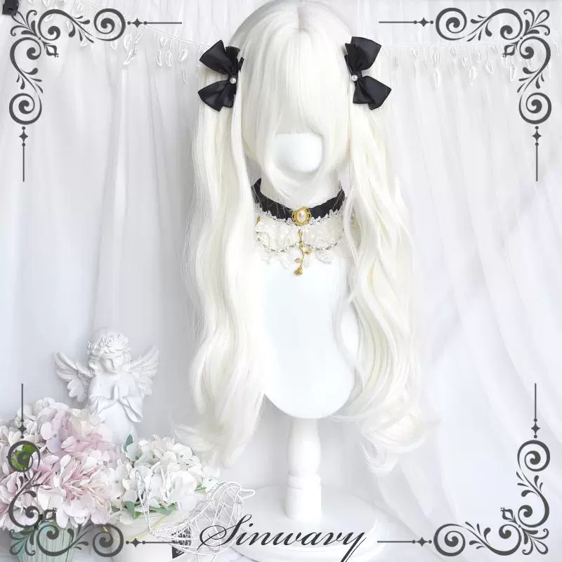 Sinwavy - White Gothic Lolita Wig, Roman Curls & Long Wavy - Image 4
