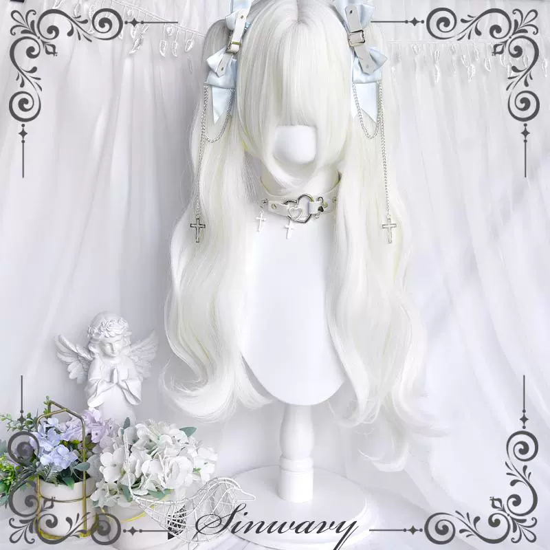 Sinwavy - White Gothic Lolita Wig, Roman Curls & Long Wavy - Image 5