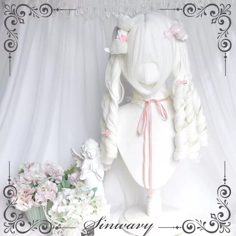 Sinwavy - White Gothic Lolita Wig, Roman Curls & Long Wavy - Image 7