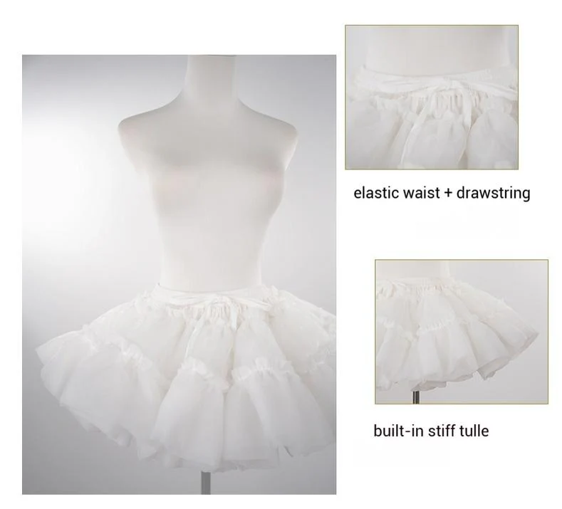 White Puffy Lolita Petticoat | 11.8" (30 cm) Length - Image 8