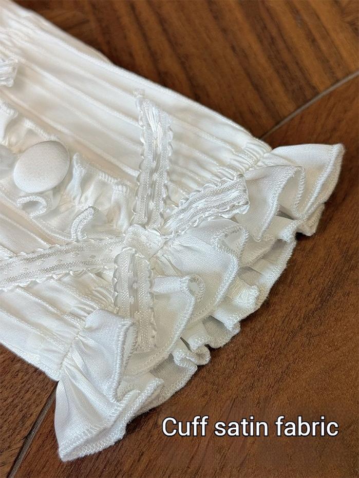 Shuang Sheng Xiao Xiong - Bite The Cake - White Sweet Lolita Blouse, Lace-Up Back - Image 23