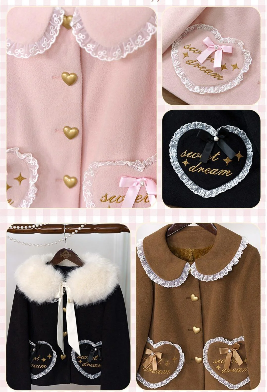 Dream Magic Box - Milk Puff - Winter Fleece-lined Sweet Lolita Coat, Detachable Collar - Image 10