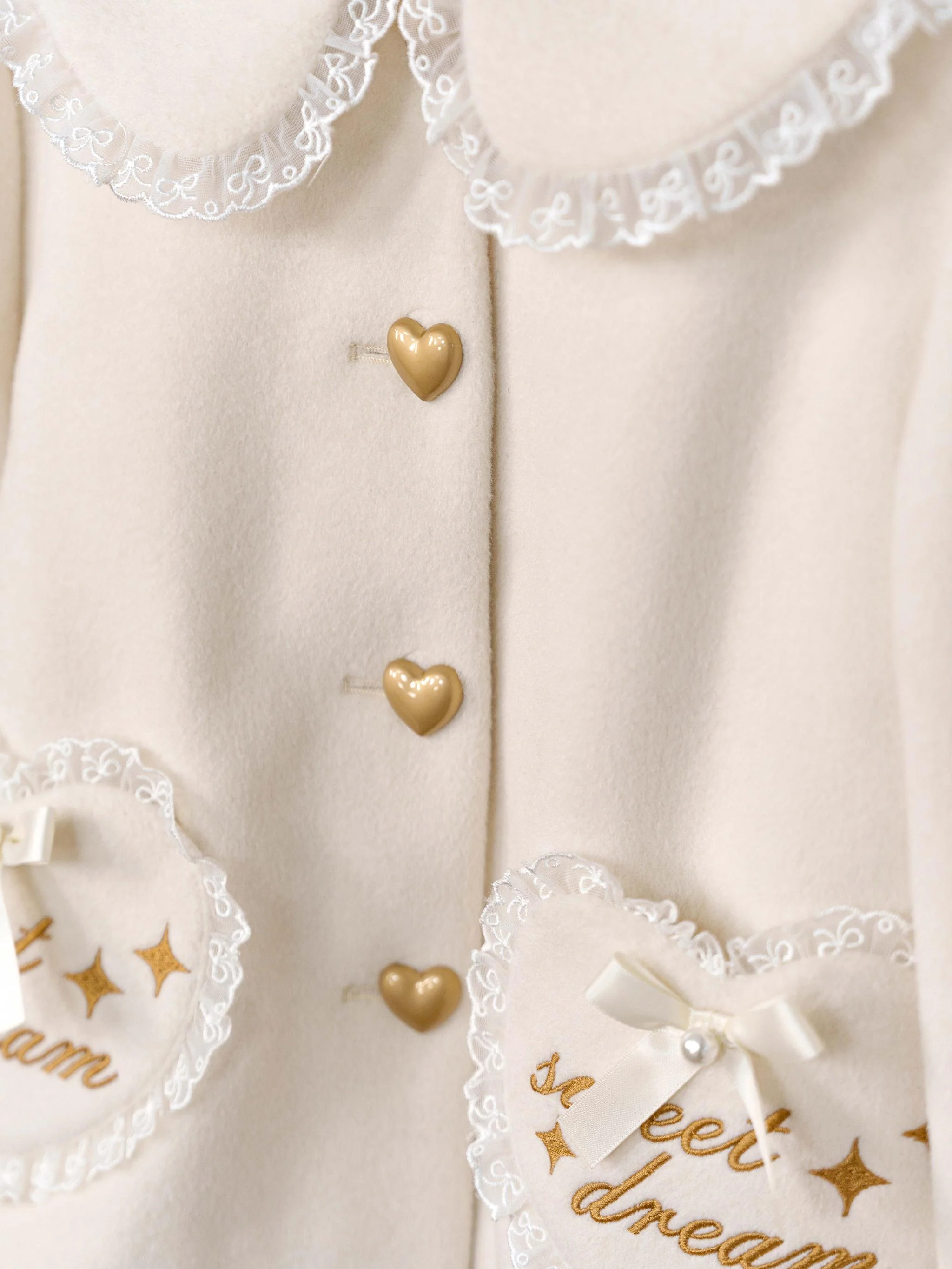 Dream Magic Box - Milk Puff - Winter Fleece-lined Sweet Lolita Coat, Detachable Collar - Image 20