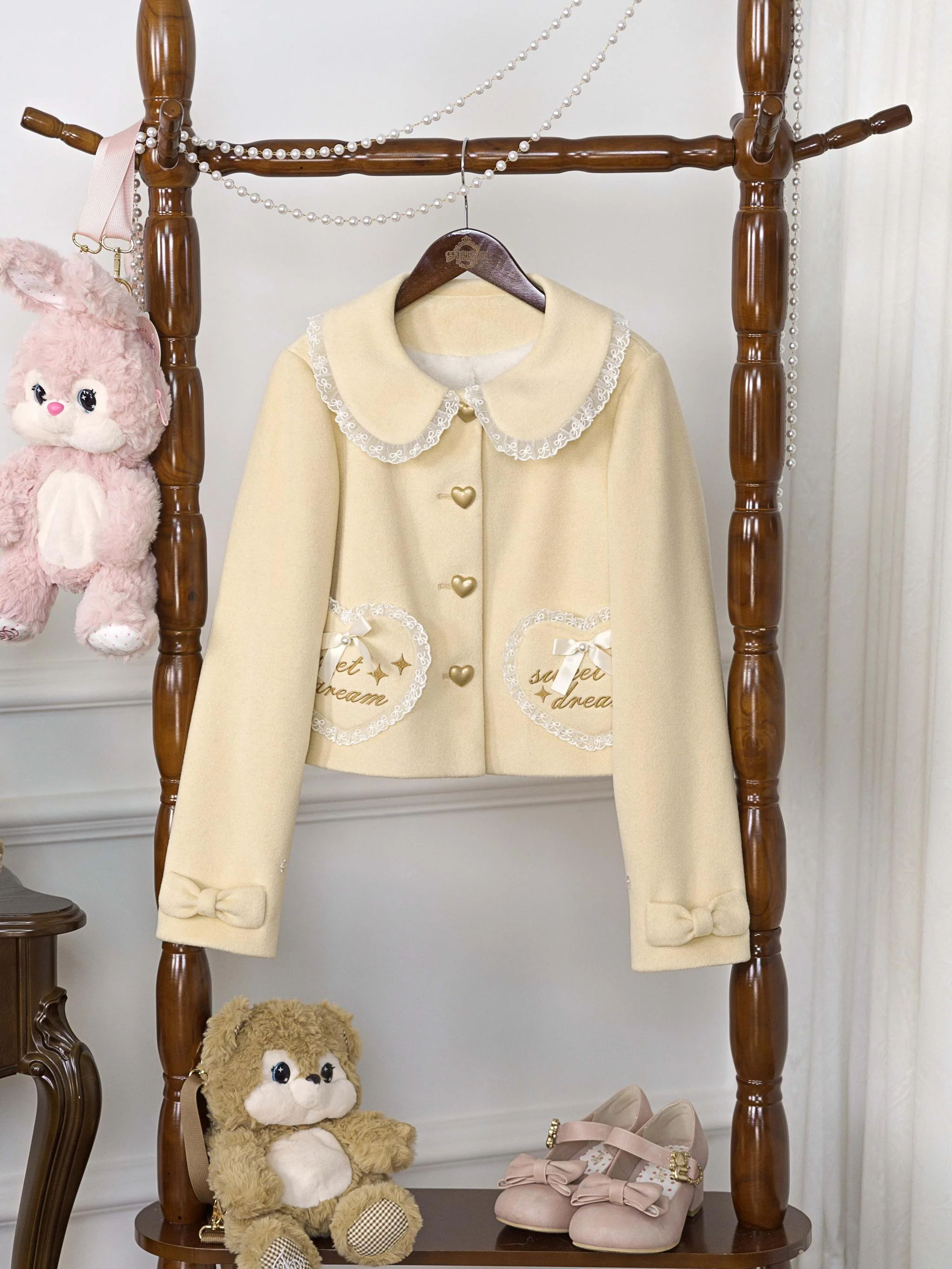 Dream Magic Box - Milk Puff - Winter Fleece-lined Sweet Lolita Coat, Detachable Collar - Image 22