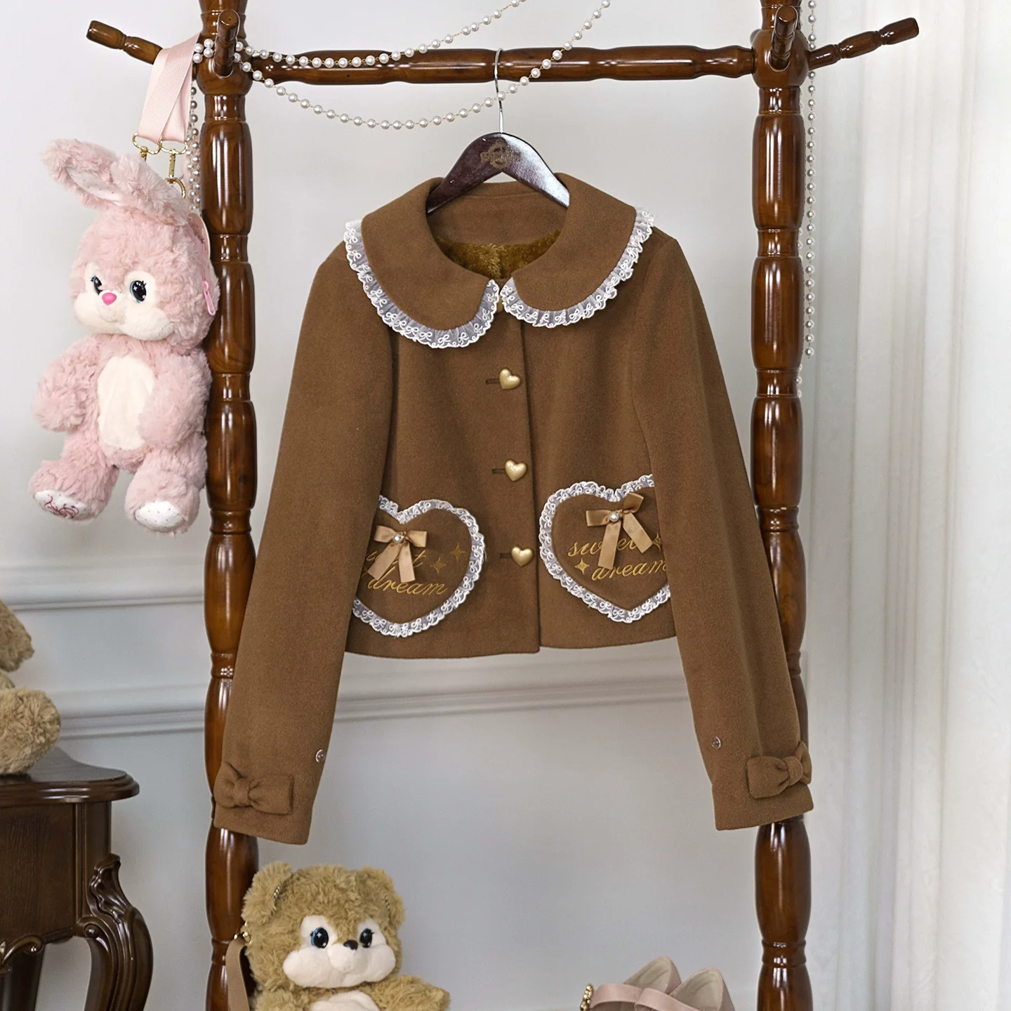 Dream Magic Box - Milk Puff - Winter Fleece-lined Sweet Lolita Coat, Detachable Collar - Image 28