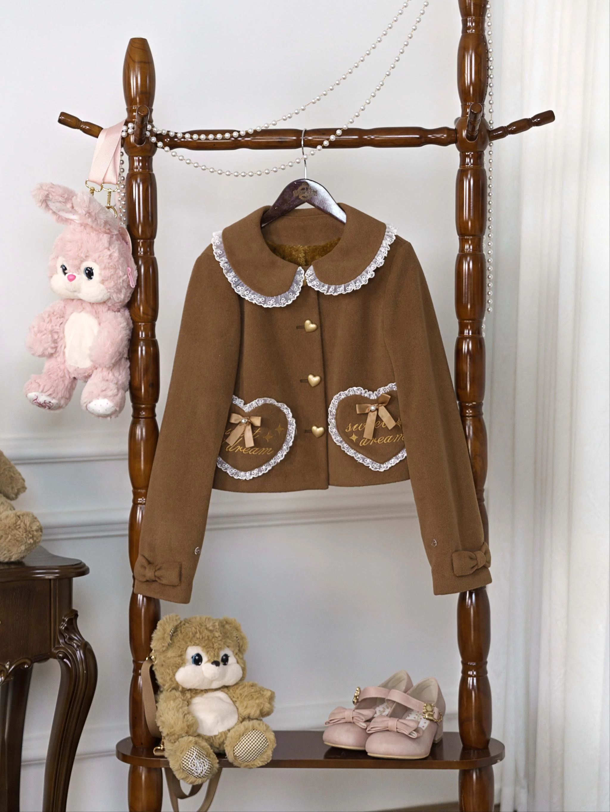 Dream Magic Box - Milk Puff - Winter Fleece-lined Sweet Lolita Coat, Detachable Collar - Image 29