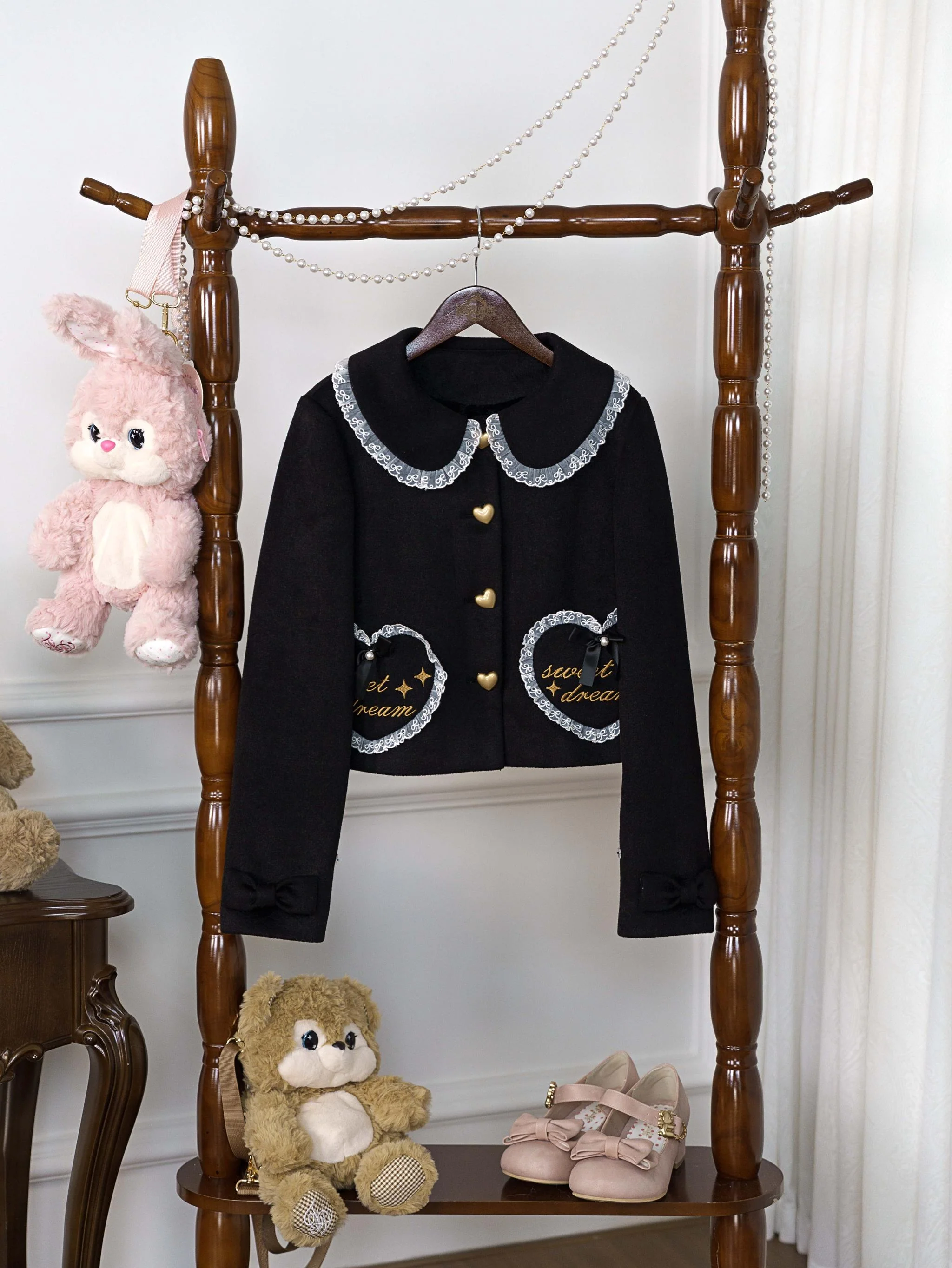 Dream Magic Box - Milk Puff - Winter Fleece-lined Sweet Lolita Coat, Detachable Collar - Image 33
