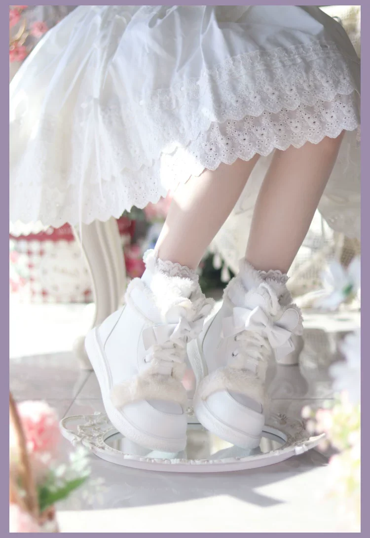 Bear Dada - Winter Kawaii Lolita Boots, Plush Accent - Image 3