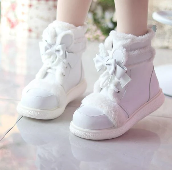 Bear Dada - Winter Kawaii Lolita Boots, Plush Accent - Image 5