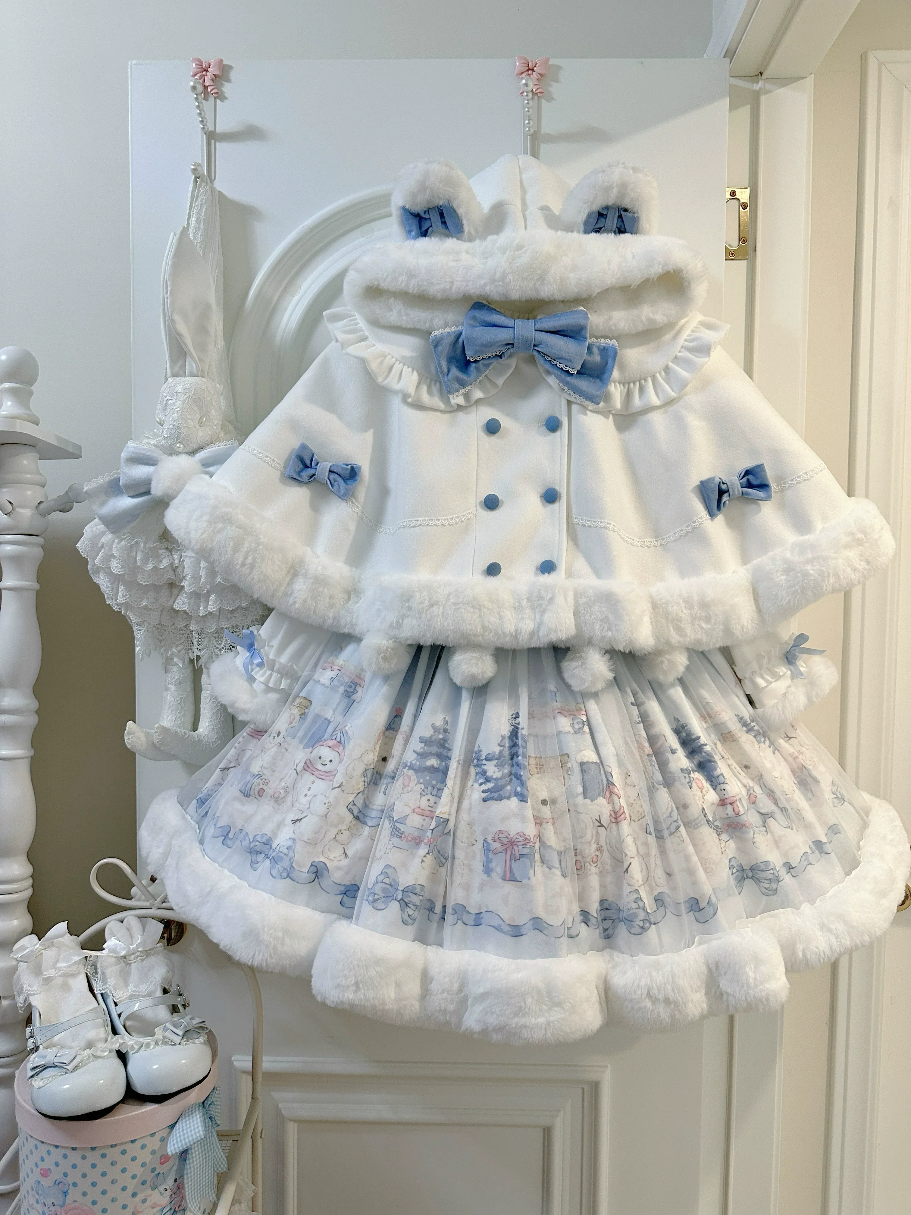 Winter Cozy Bear - Winter Kawaii Lolita JSK Dress, Snowman Print