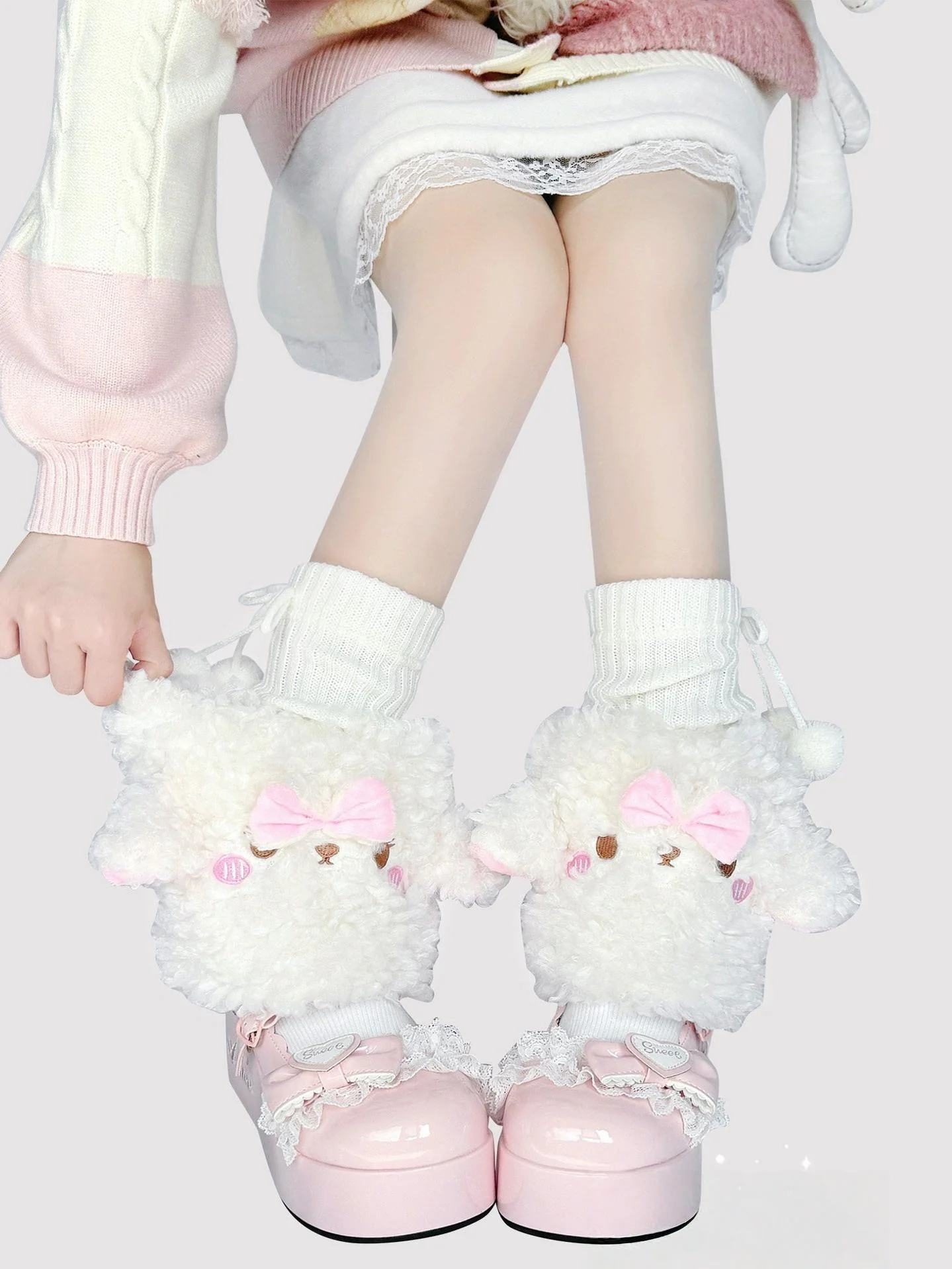 Winter Kawaii Lolita Leg Warmers, Lamb-shaped