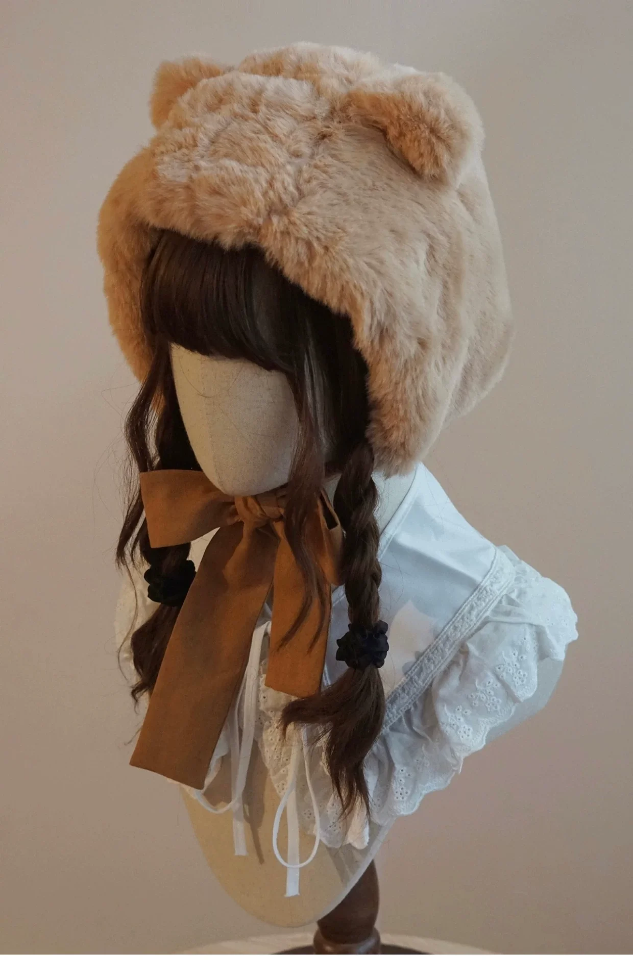 Besozealous - Winter Lolita Hat Bear Ears Hooded Hat - Image 9