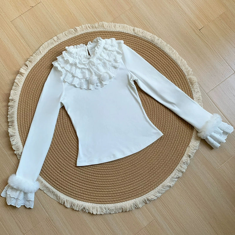 With PUJI - Frostfall - Winter Sweet Lolita Inner Wear, Layered Lace - Image 8