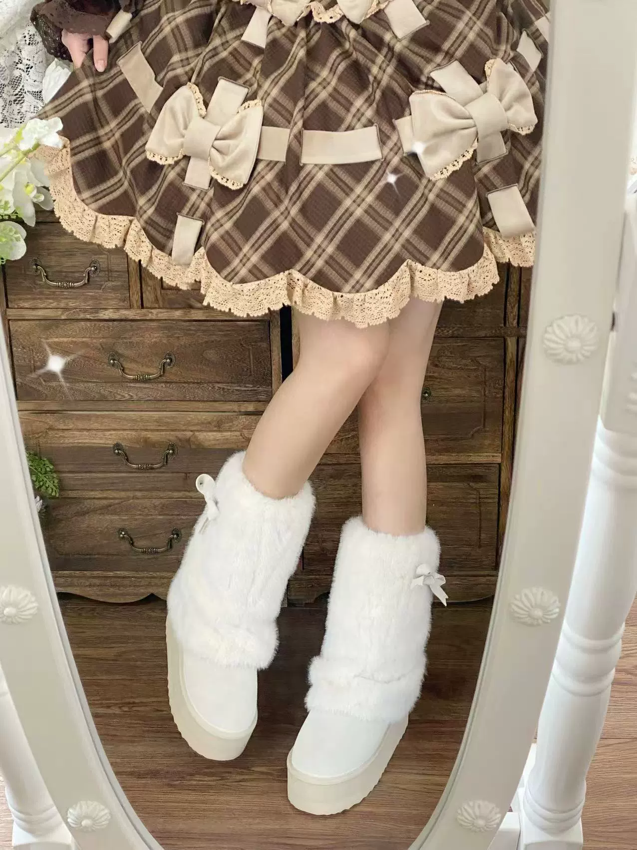Winter Love Song - Winter Lolita Mid-Calf Boots Plush Snow Boots Thick Sole - Image 15