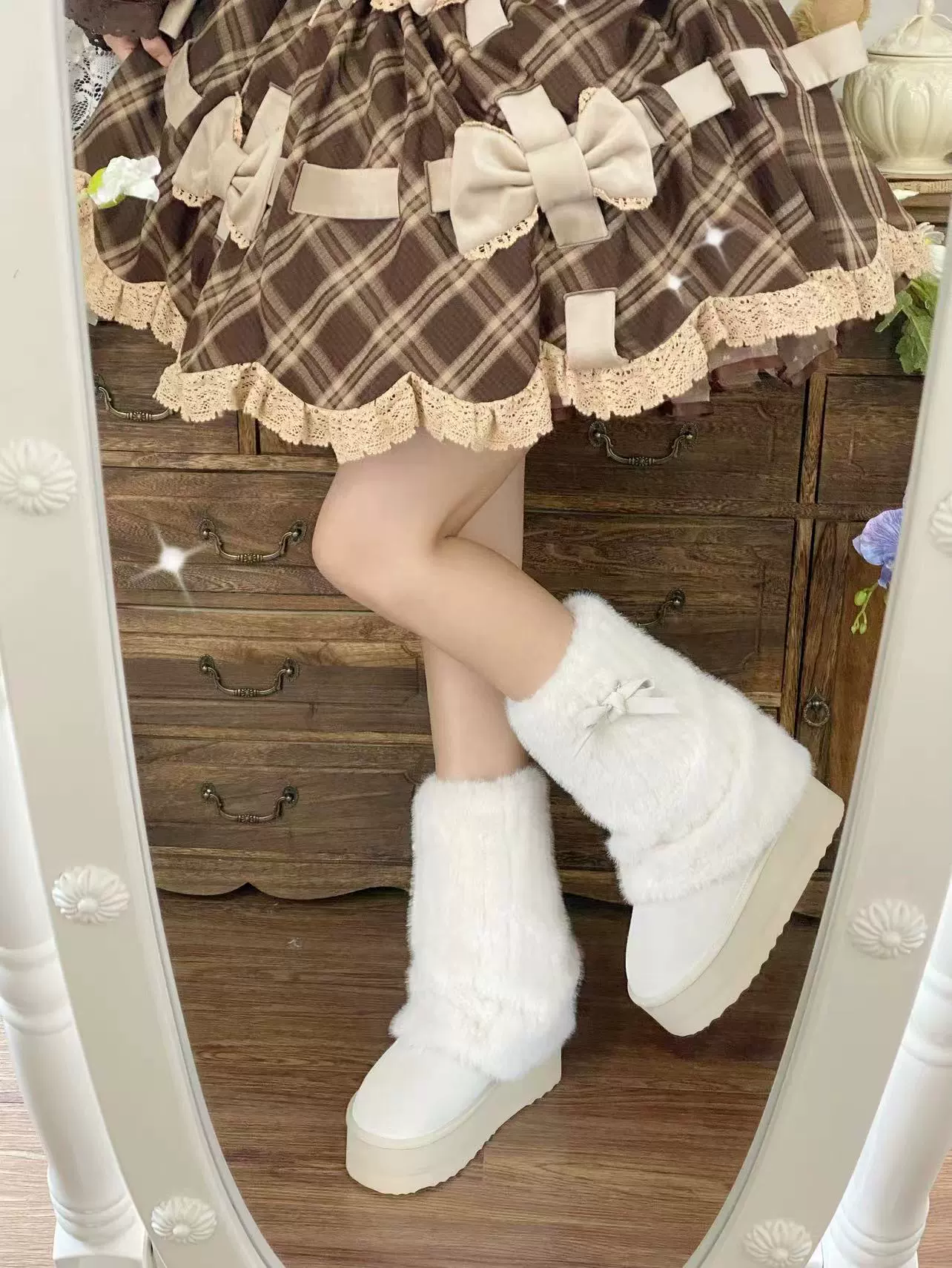 Winter Love Song - Winter Lolita Mid-Calf Boots Plush Snow Boots Thick Sole - Image 16