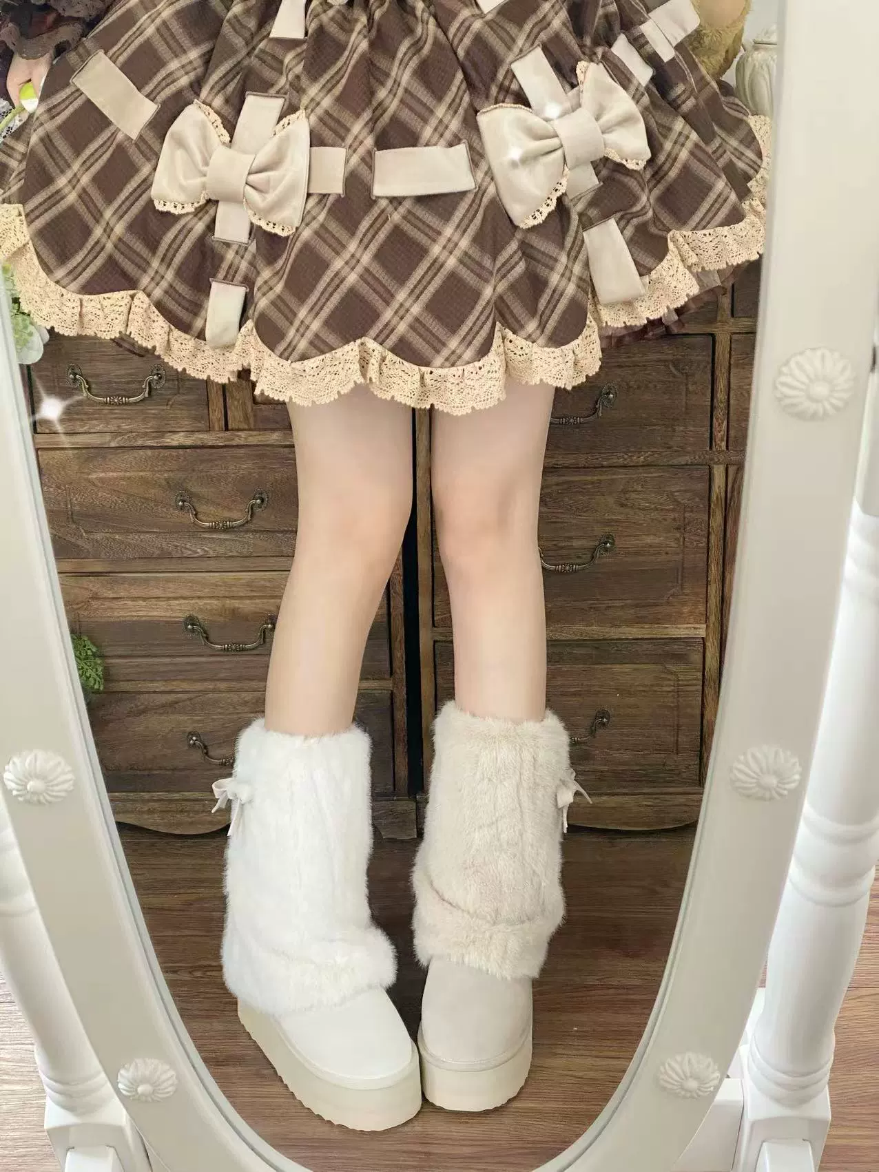 Winter Love Song - Winter Lolita Mid-Calf Boots Plush Snow Boots Thick Sole - Image 18