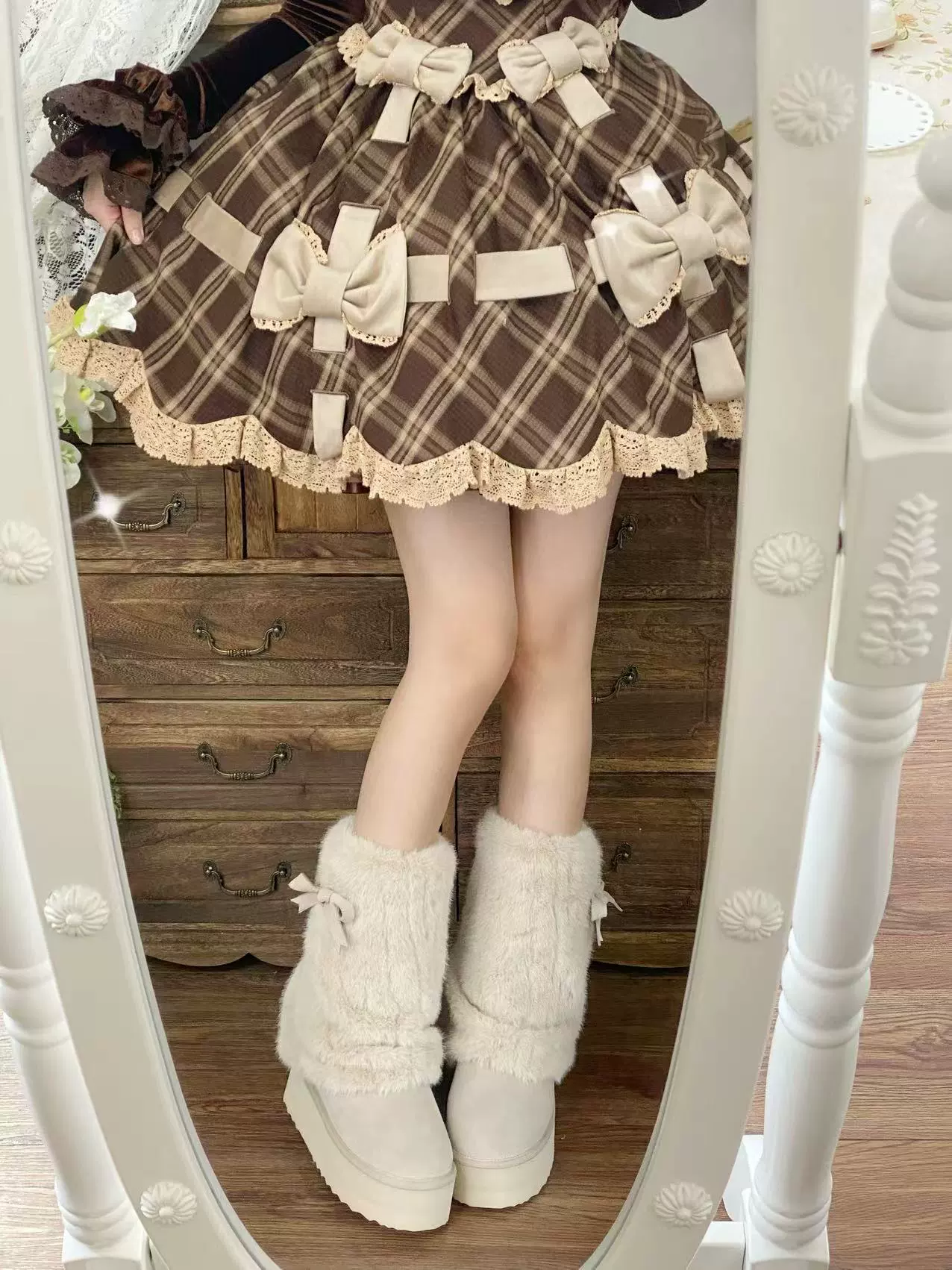 Winter Love Song - Winter Lolita Mid-Calf Boots Plush Snow Boots Thick Sole - Image 3