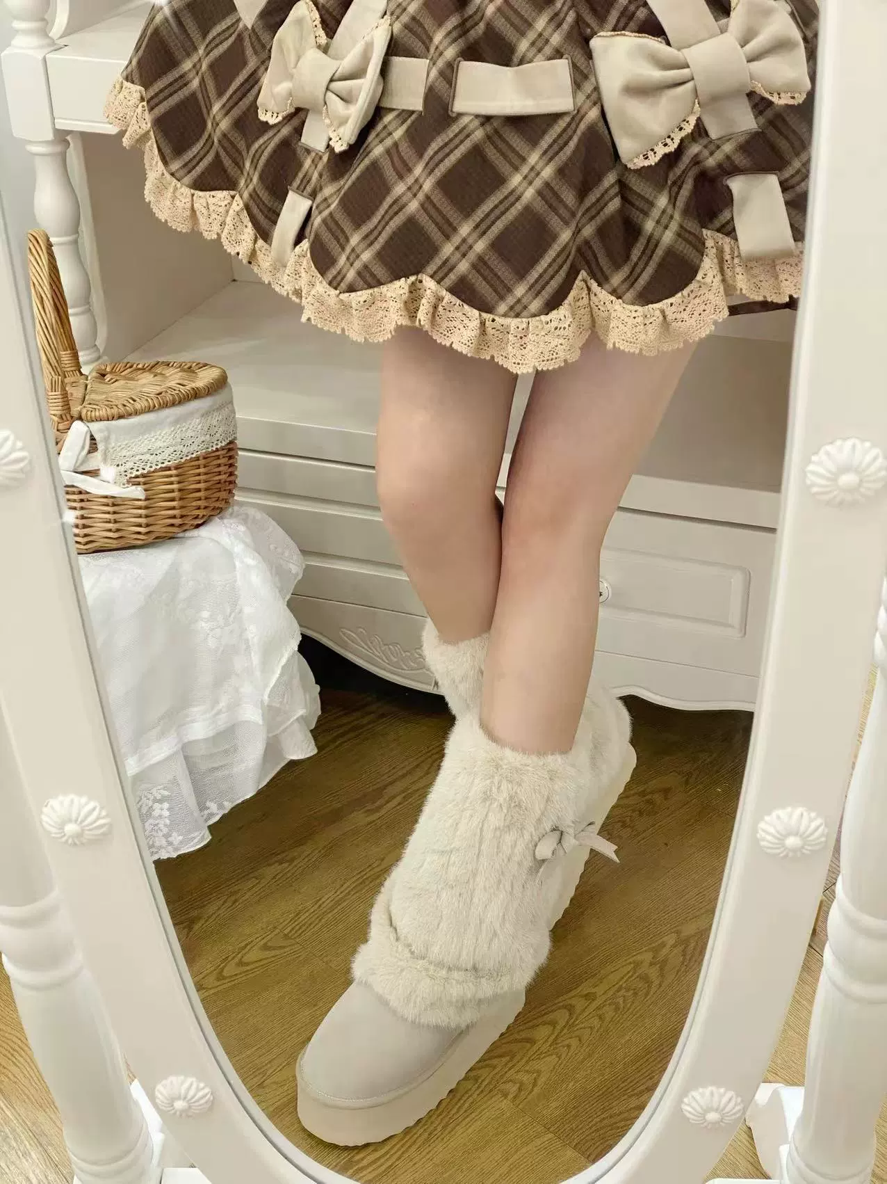 Winter Love Song - Winter Lolita Mid-Calf Boots Plush Snow Boots Thick Sole - Image 5