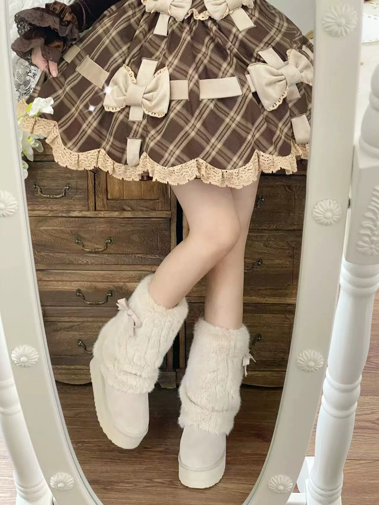 Winter Love Song - Winter Lolita Mid-Calf Boots Plush Snow Boots Thick Sole - Image 6