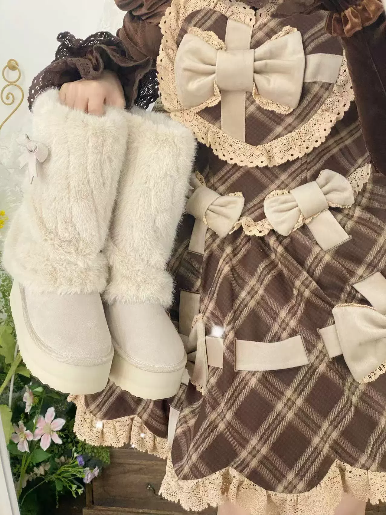 Winter Love Song - Winter Lolita Mid-Calf Boots Plush Snow Boots Thick Sole - Image 7