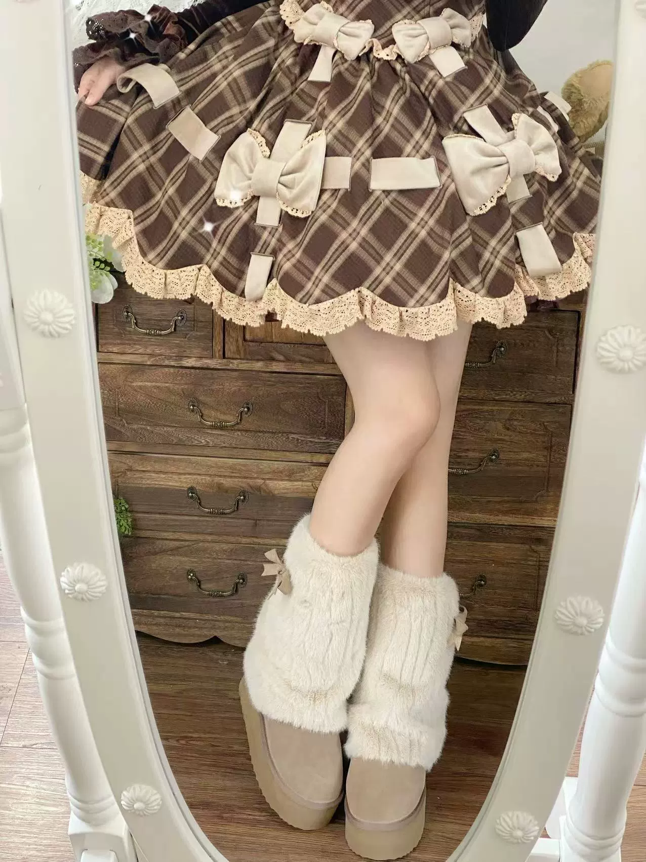 Winter Love Song - Winter Lolita Mid-Calf Boots Plush Snow Boots Thick Sole - Image 9