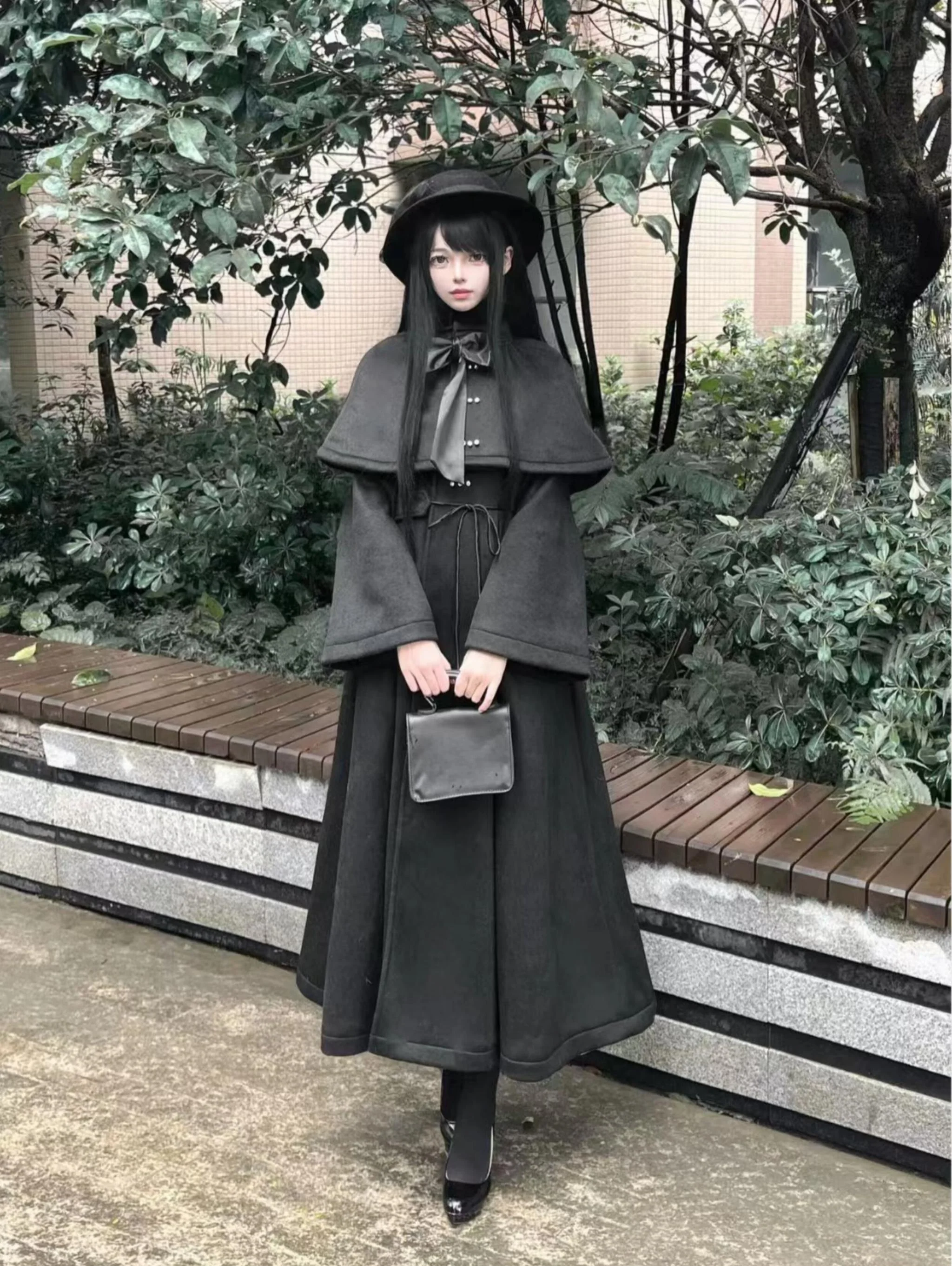 The Original Witch - Silent Hill - Winter Long Gothic Lolita Coat, Detachable Cape - Image 3