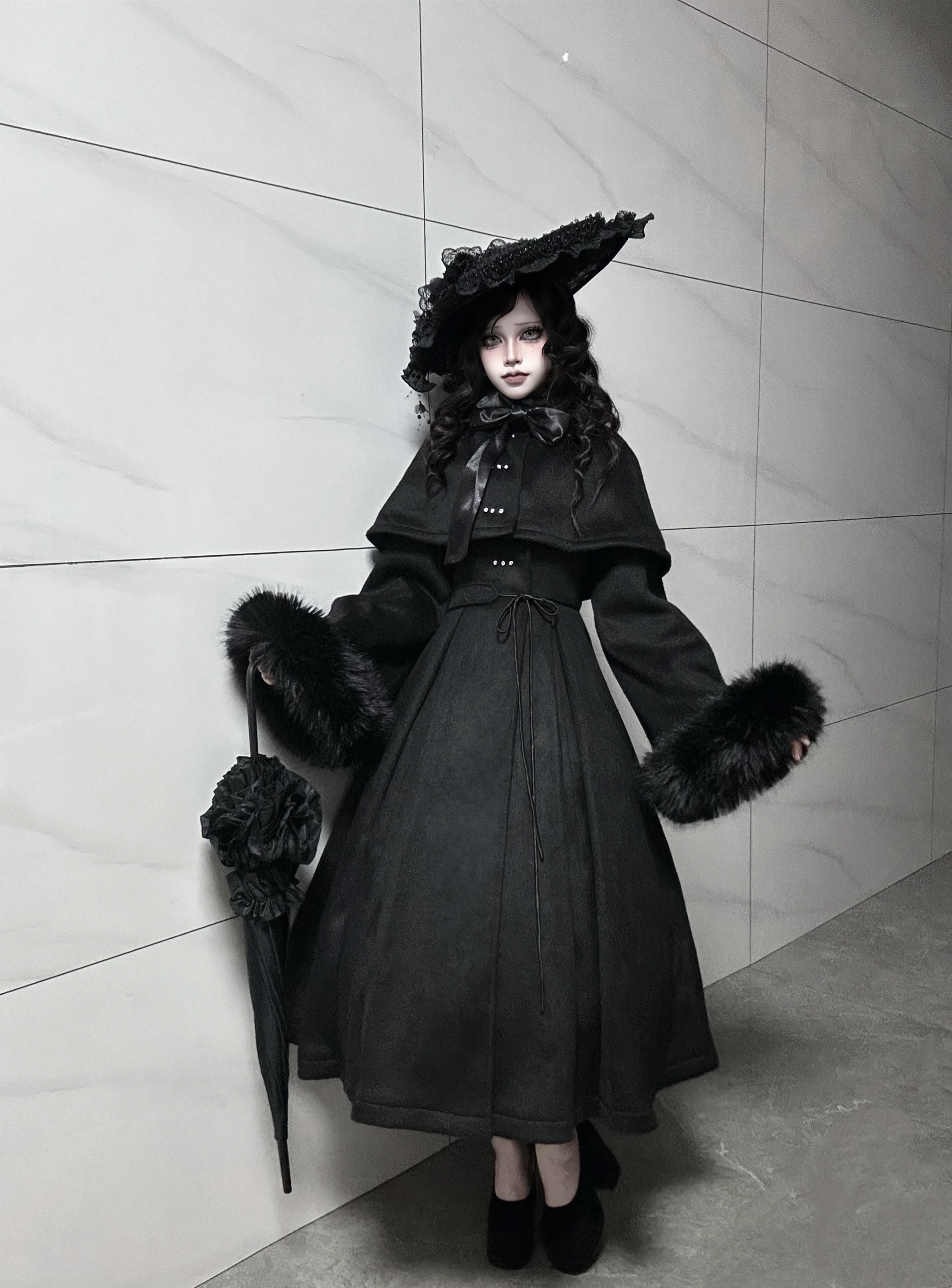 The Original Witch - Silent Hill - Winter Long Gothic Lolita Coat, Detachable Cape - Image 4
