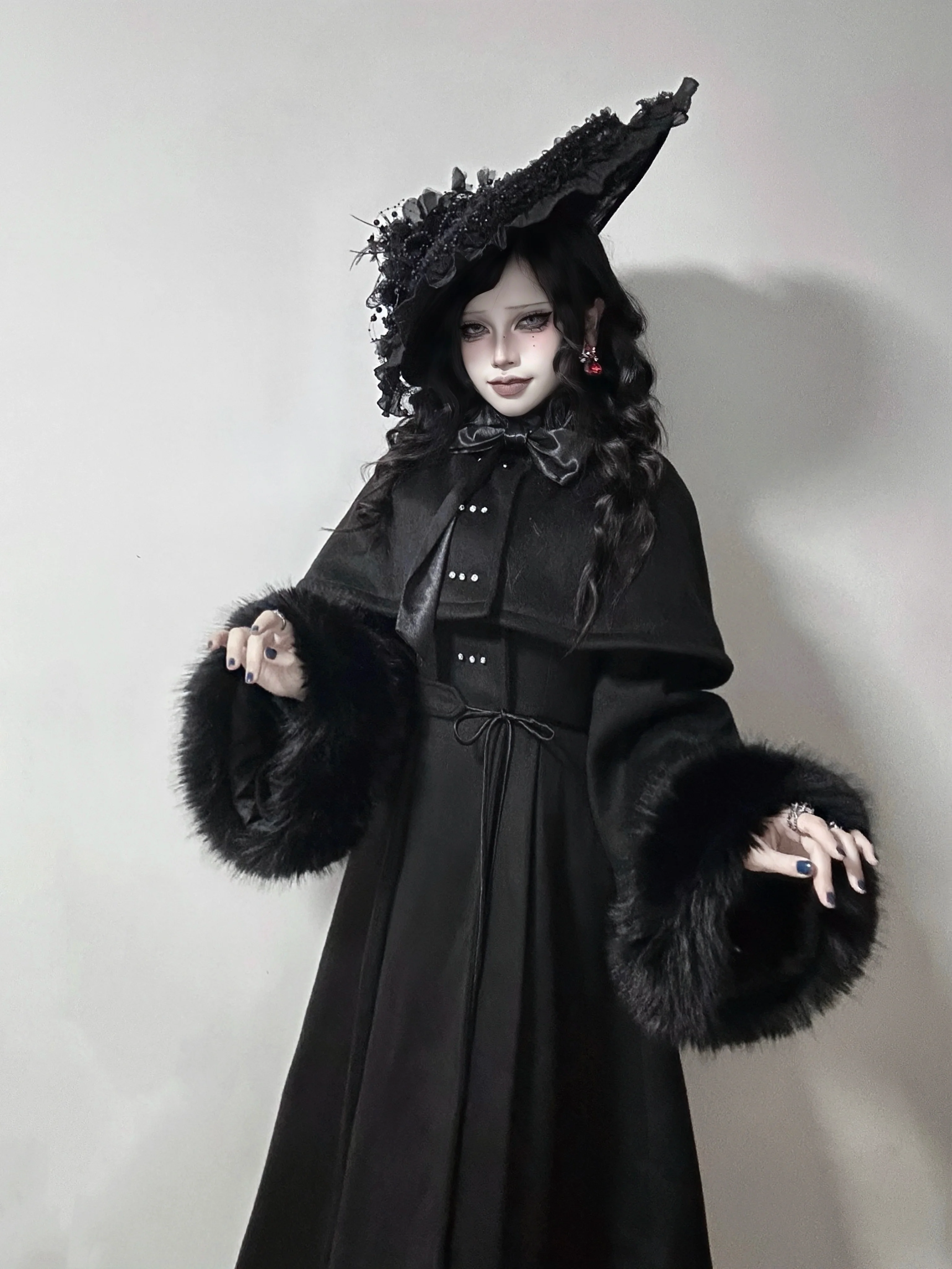 The Original Witch - Silent Hill - Winter Long Gothic Lolita Coat, Detachable Cape - Image 6