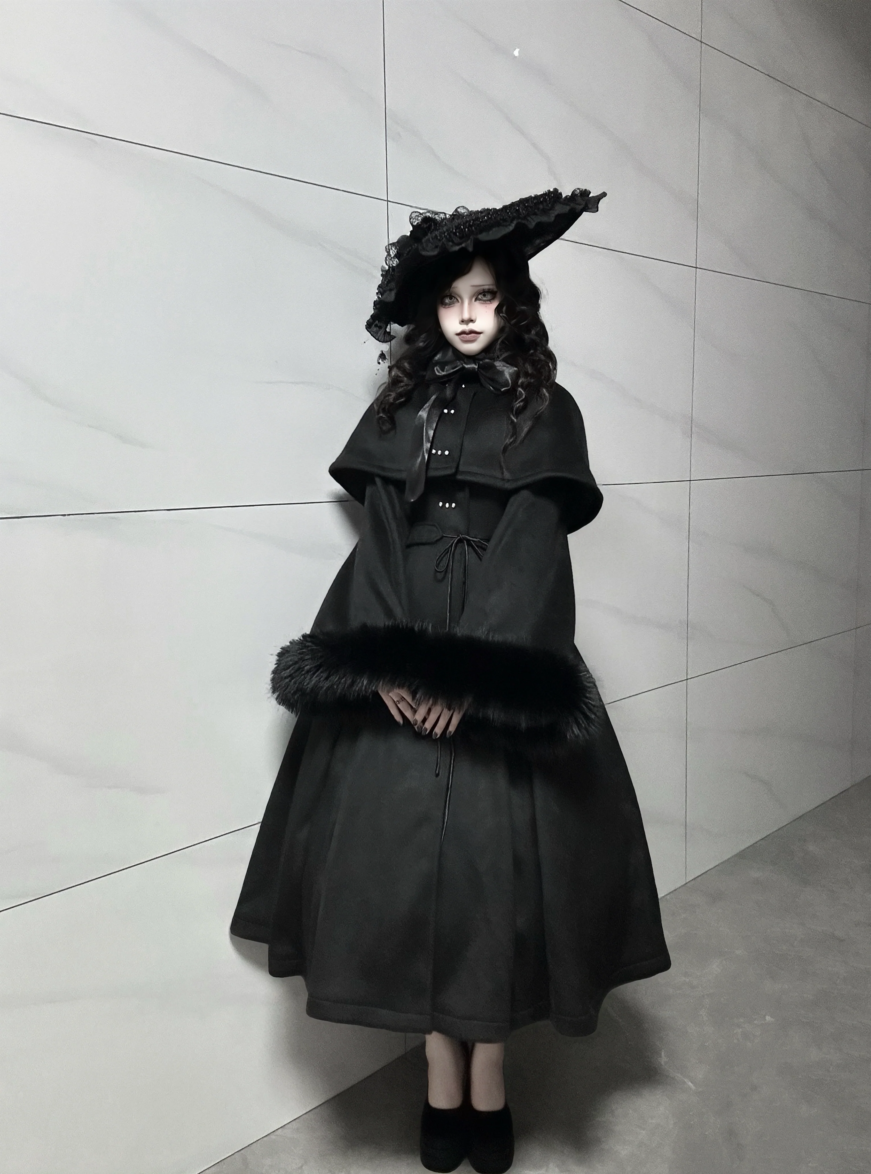 The Original Witch - Silent Hill - Winter Long Gothic Lolita Coat, Detachable Cape - Image 7