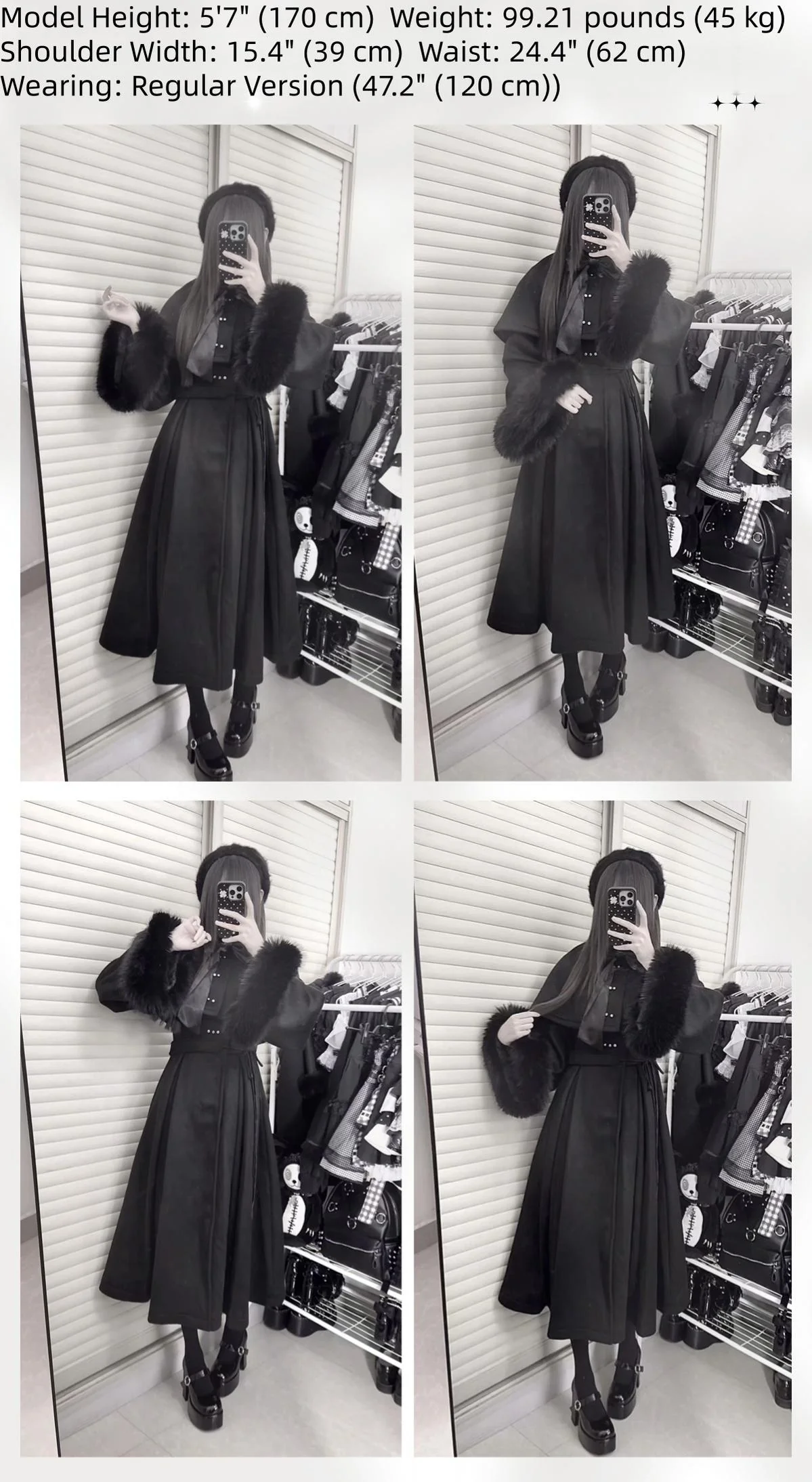 The Original Witch - Silent Hill - Winter Long Gothic Lolita Coat, Detachable Cape - Image 9