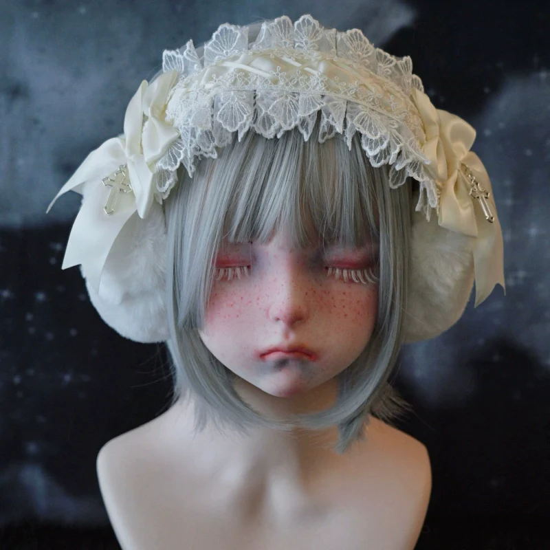Strange Sugar - Winter Sweet Lolita Plush Ear Muffs Lace Headband - Image 3