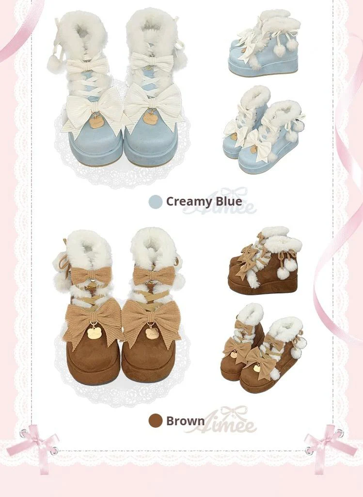 Aimee - Warm - Winter Sweet Lolita Snow Boots Thick Sole Fleece Shoes - Image 26