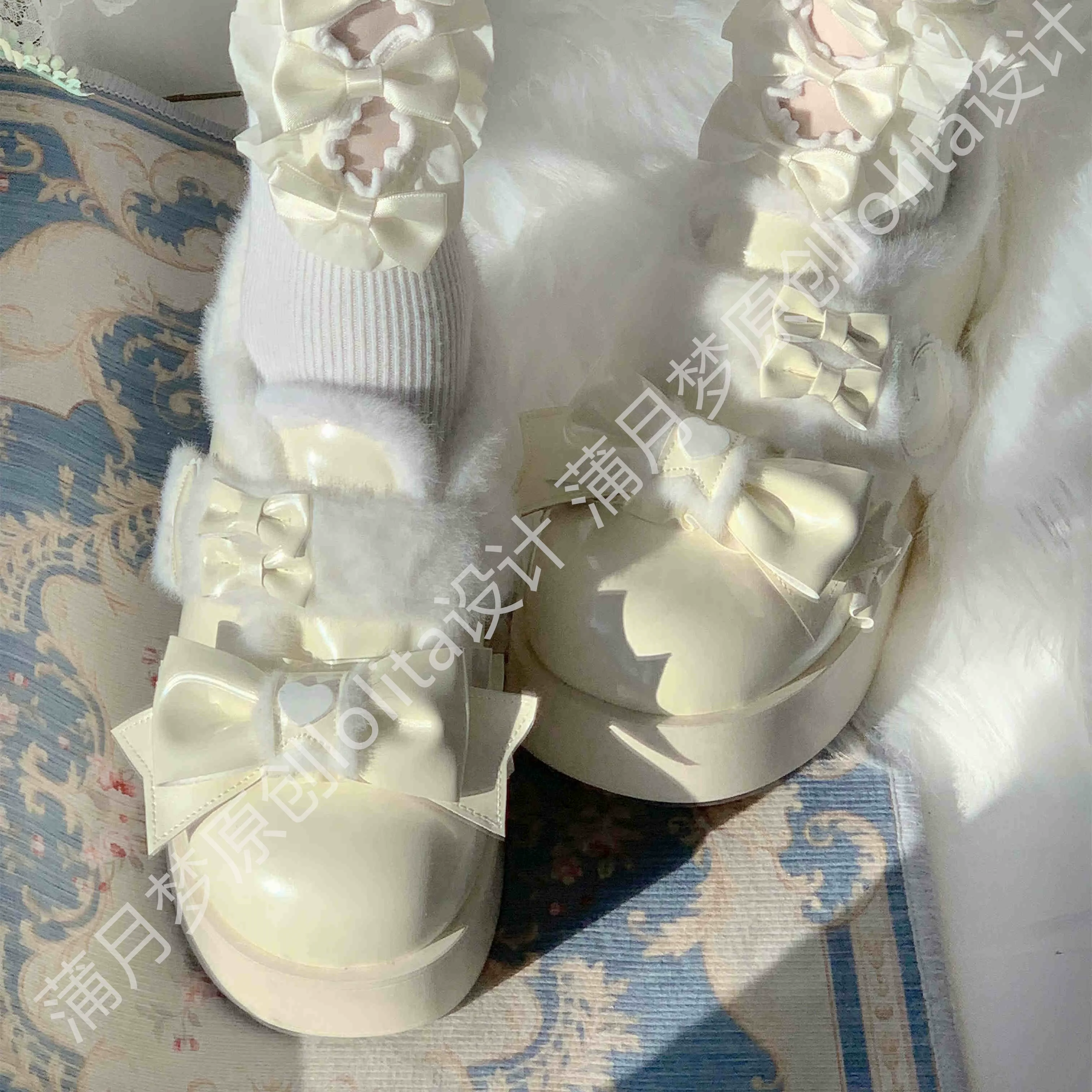 Puyuemeng - Cozy Cake - Winter Warm-lined Sweet Lolita Platform Shoes - Image 11