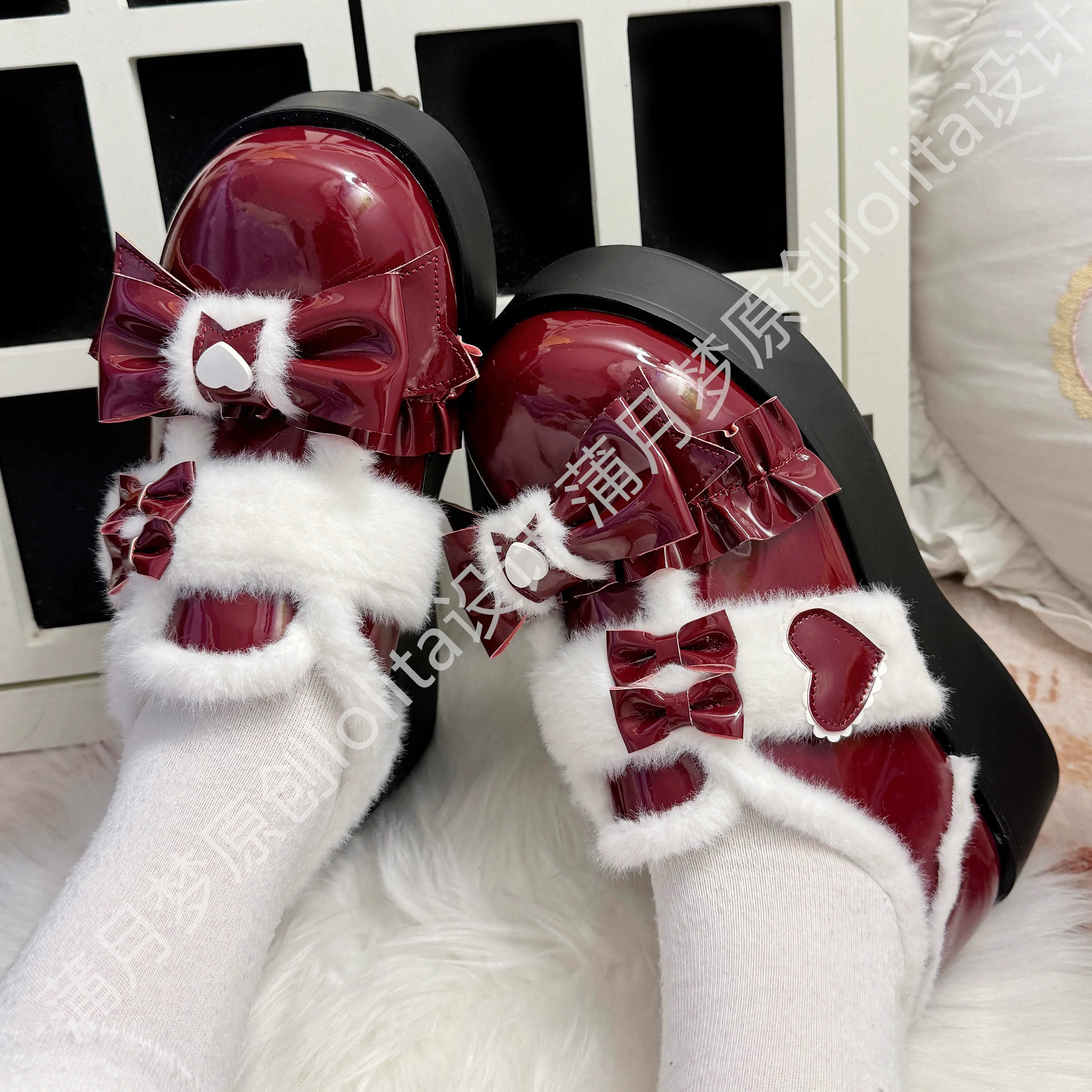 Puyuemeng - Cozy Cake - Winter Warm-lined Sweet Lolita Platform Shoes - Image 8