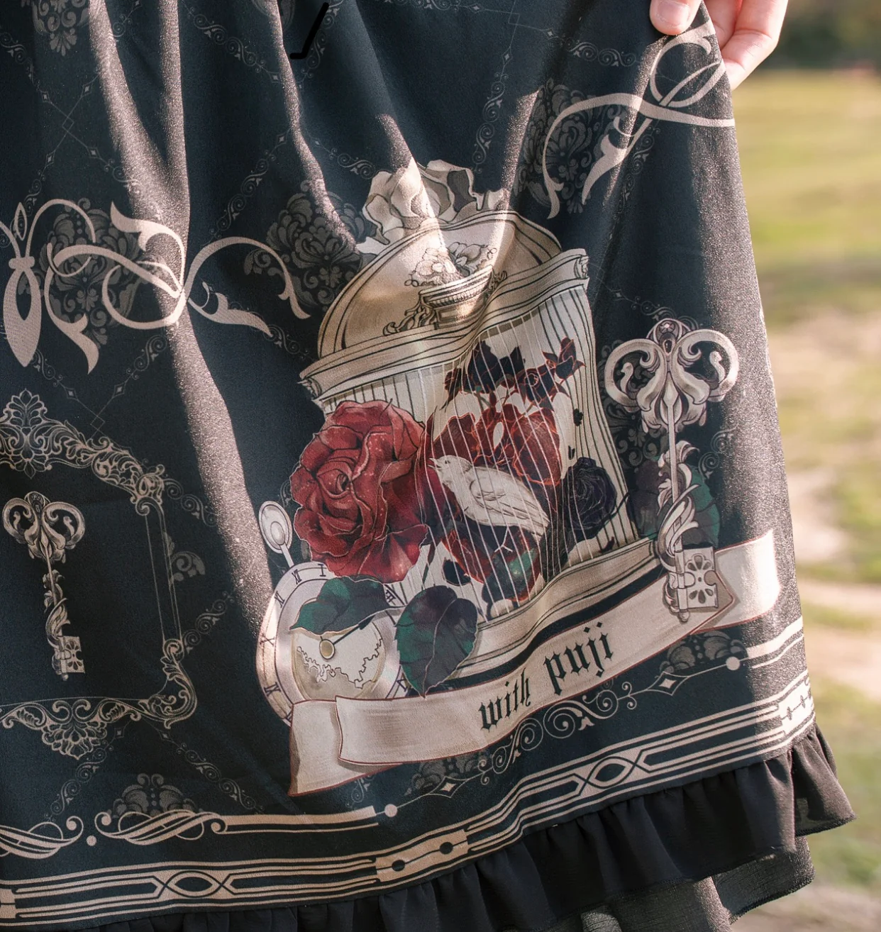 With PUJI - Nightingale and Rose - Gothic Black and Red JSK Dress - Image 13