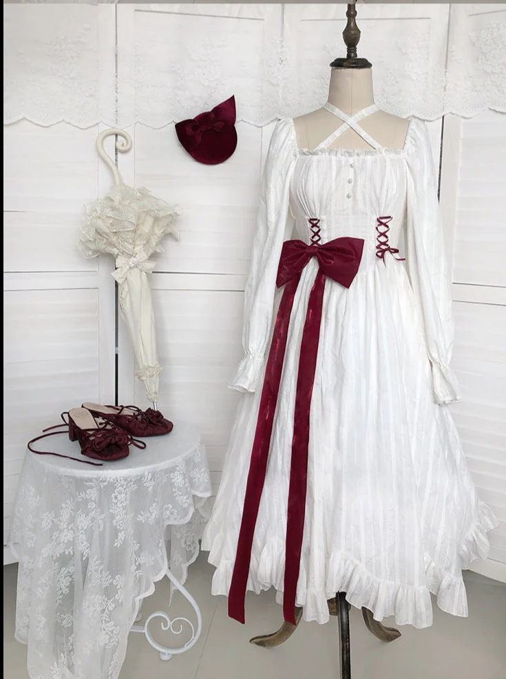With PUJI - Romantic Dating - Halter Neckline Lolita OP Dress - Image 11