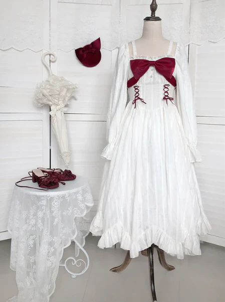 With PUJI - Romantic Dating - Halter Neckline Lolita OP Dress - Image 13