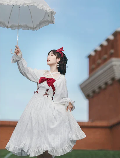 With PUJI - Romantic Dating - Halter Neckline Lolita OP Dress - Image 14