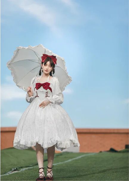 With PUJI - Romantic Dating - Halter Neckline Lolita OP Dress - Image 15